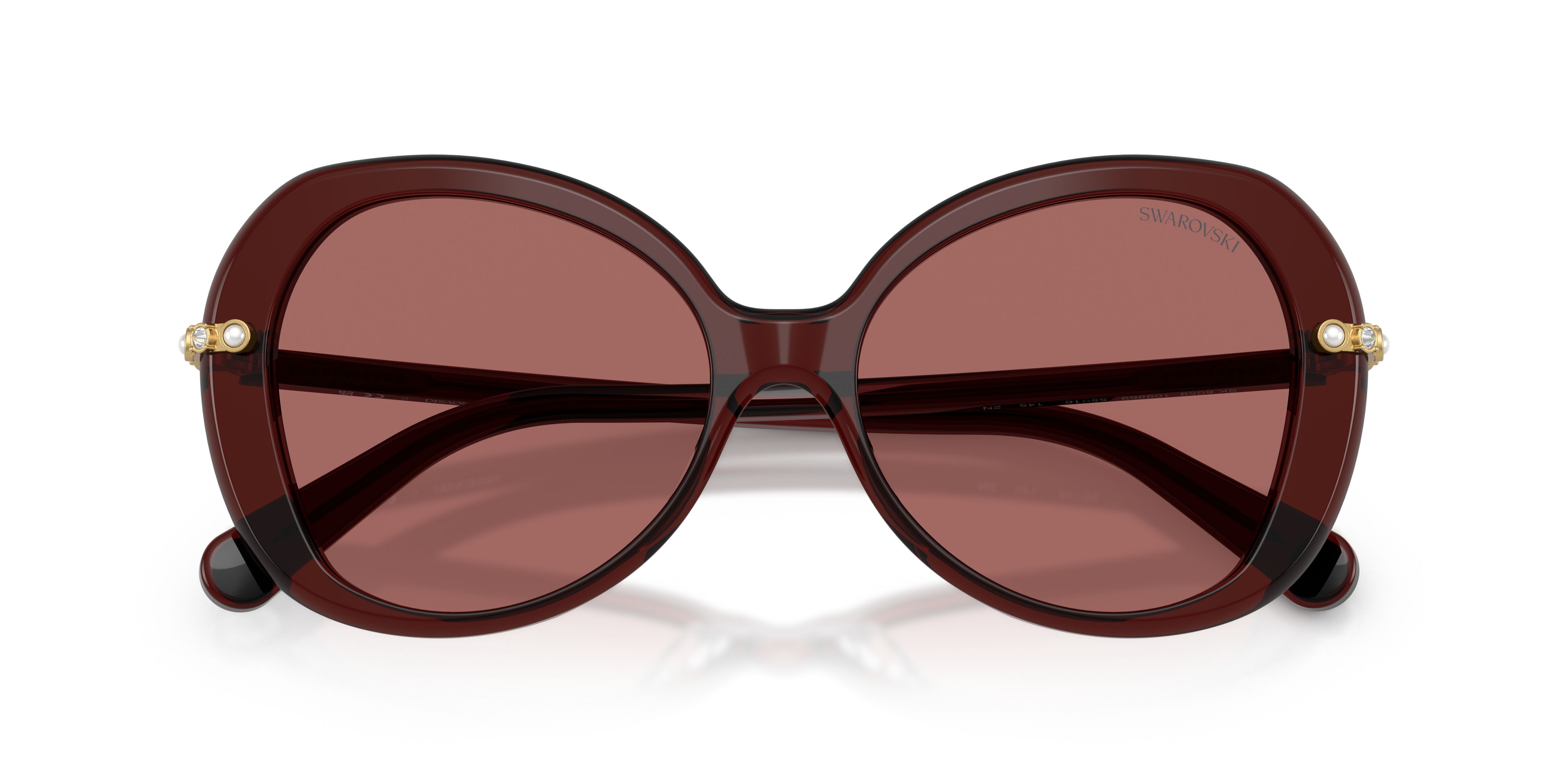 Sunglasses Swarovski SK 6059 (109869) color borgogna trasparente shape butterfly lenses violetto scuro