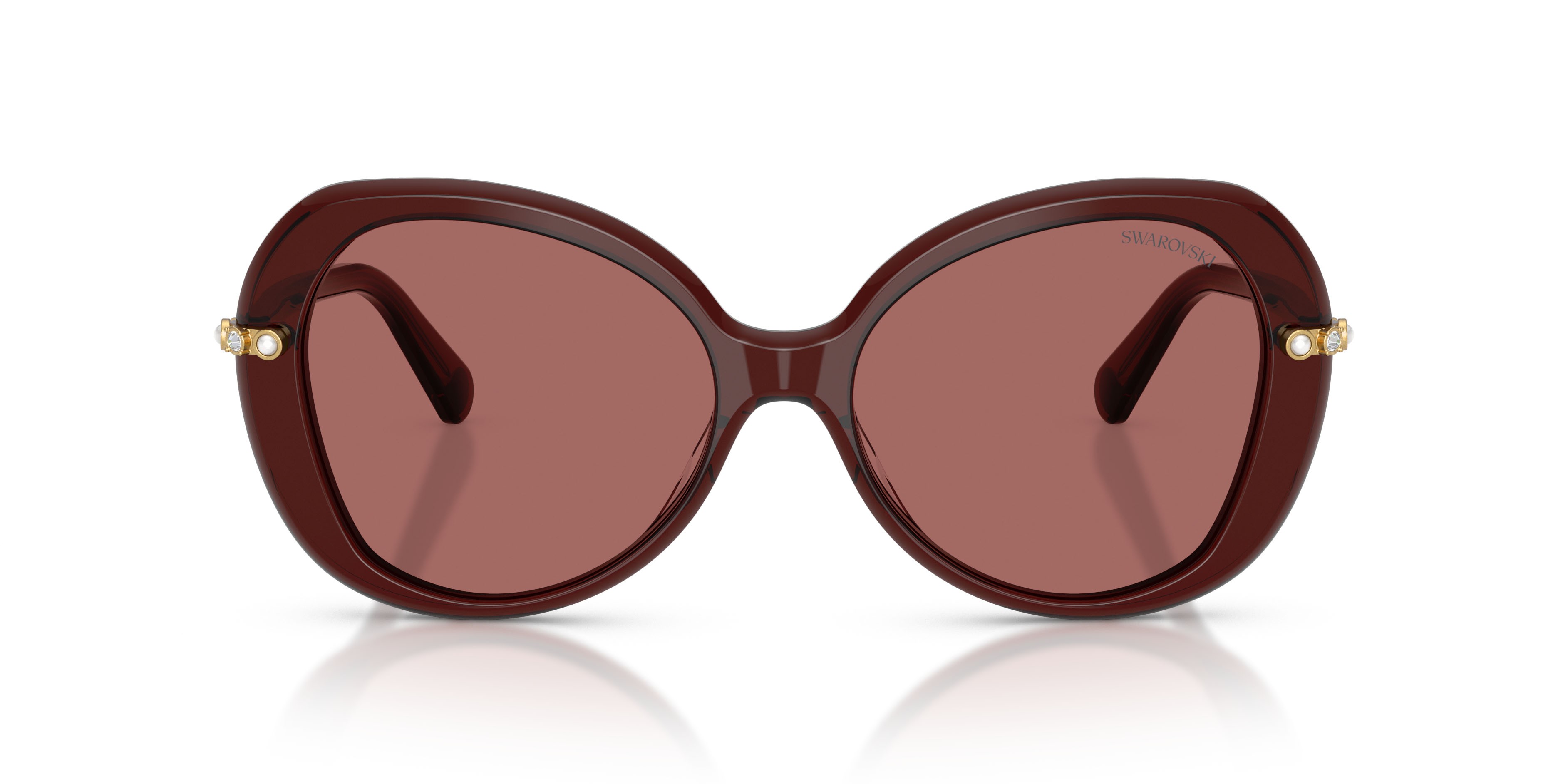 Sunglasses Swarovski SK 6059 (109869) color borgogna trasparente shape butterfly lenses violetto scuro