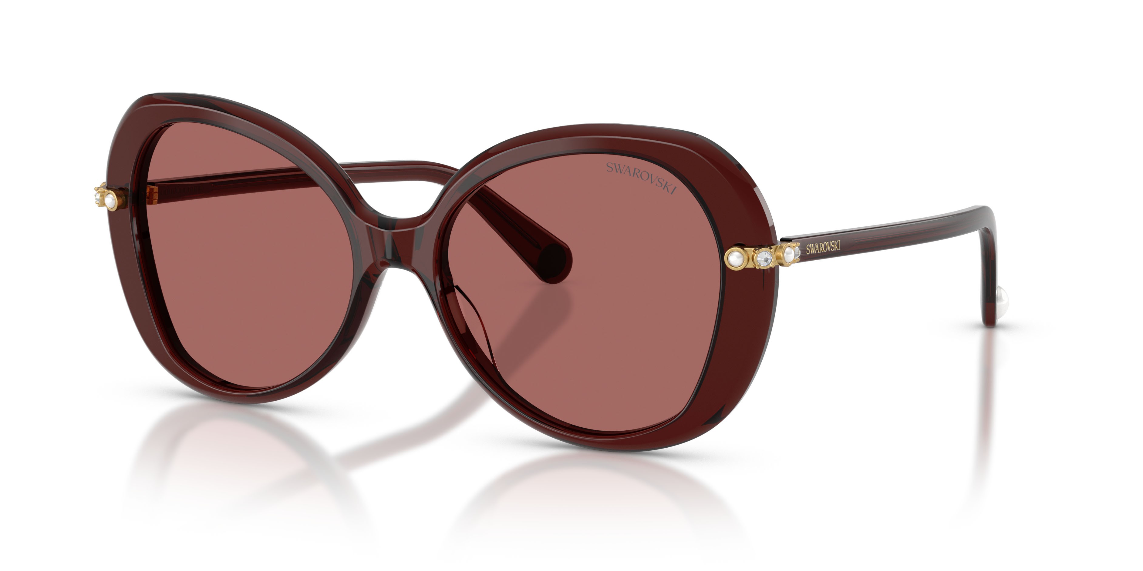 Sunglasses Swarovski SK 6059 (109869) color borgogna trasparente shape butterfly lenses violetto scuro