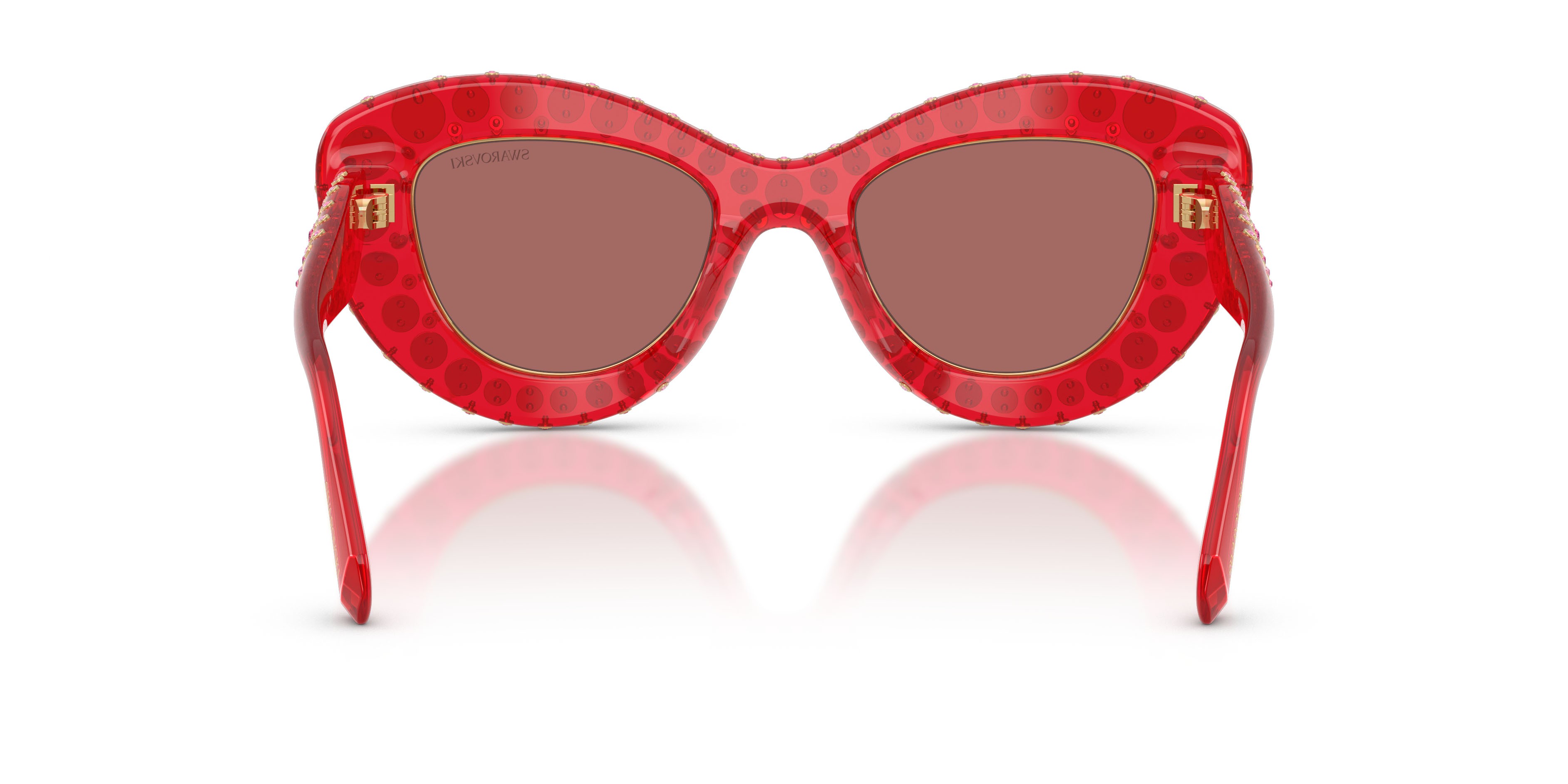Sunglasses Swarovski SK 6060 (110369) color rosso trasparente shape cat eye lenses violetto scuro