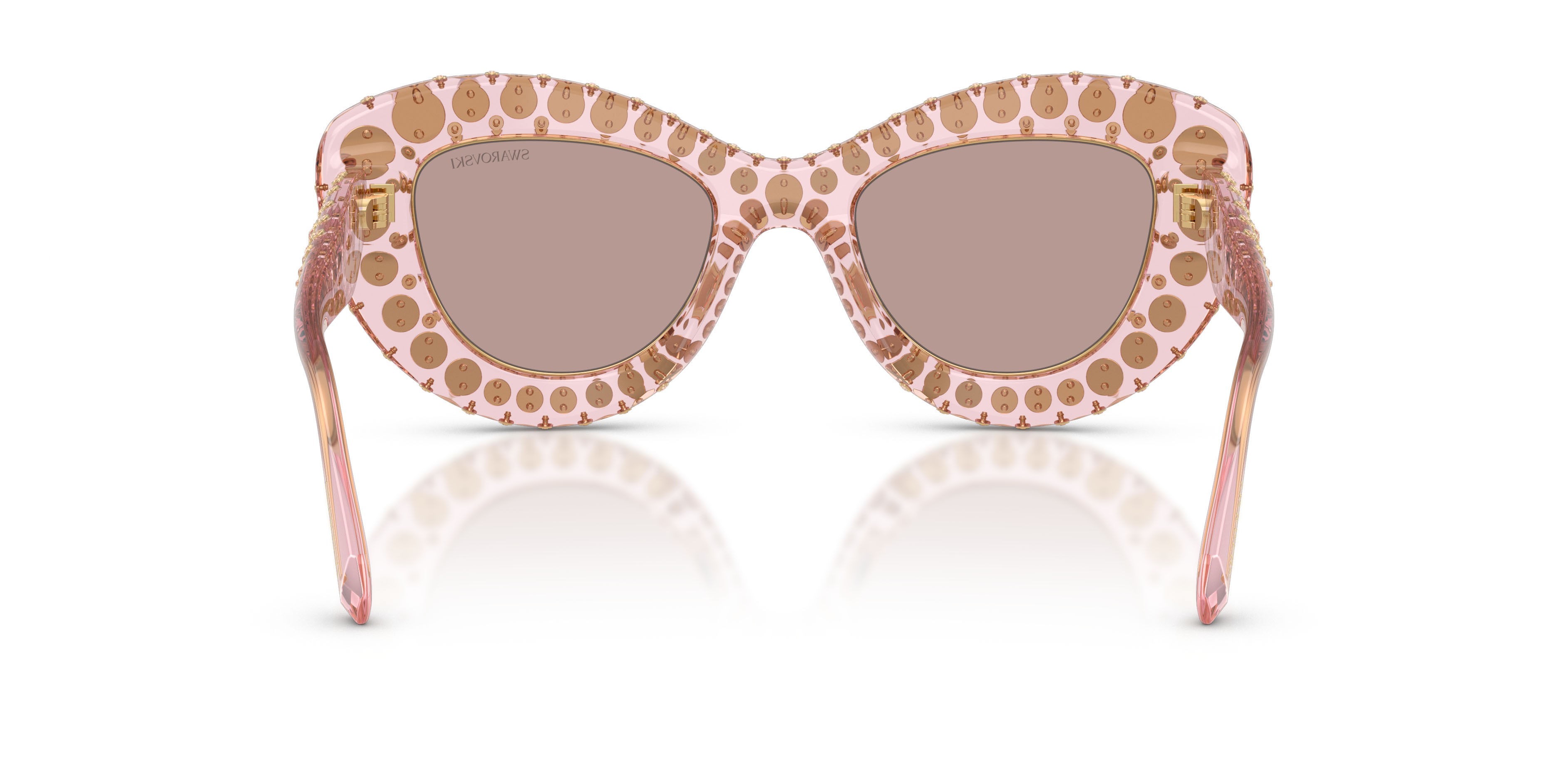 Sunglasses Swarovski SK 6060 (30017N) color rosa trasparente shape cat eye lenses viola chiaro/marrone