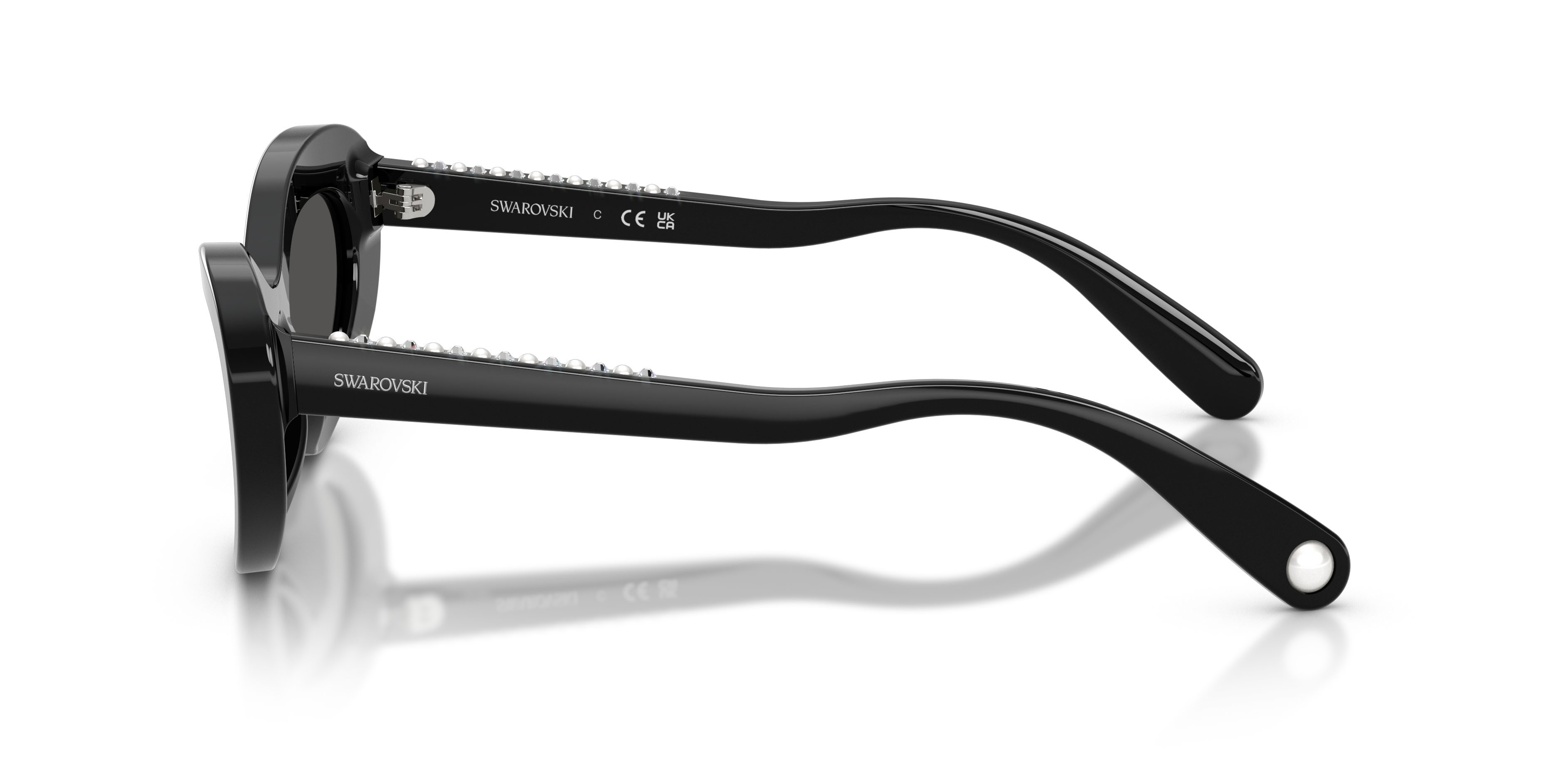 Sunglasses Swarovski SK 6061U (100187) color nero shape cat eye lenses grigio scuro