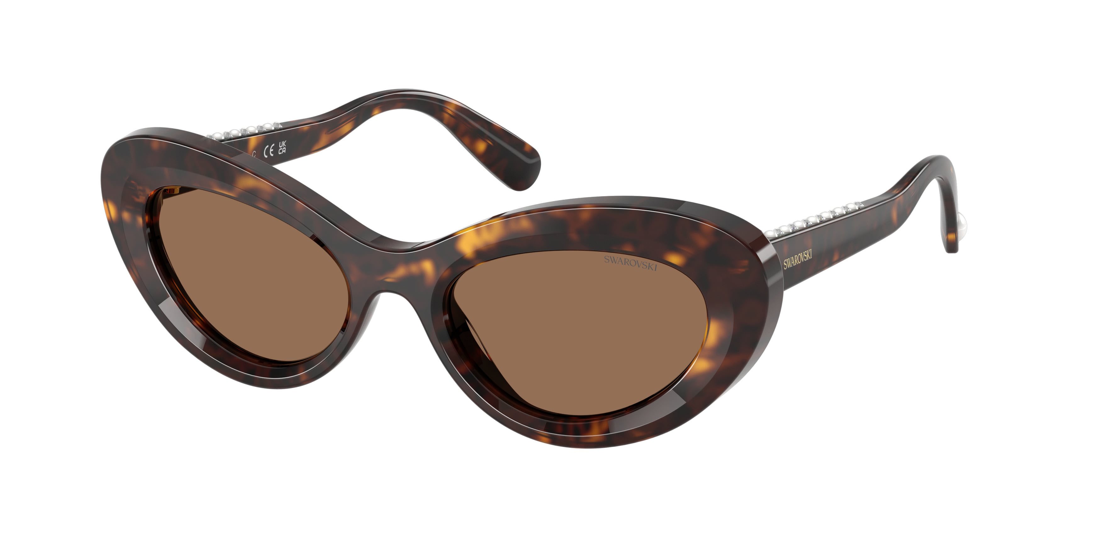 Sunglasses Swarovski SK 6061U (100273) color havana shape cat eye lenses marrone scuro
