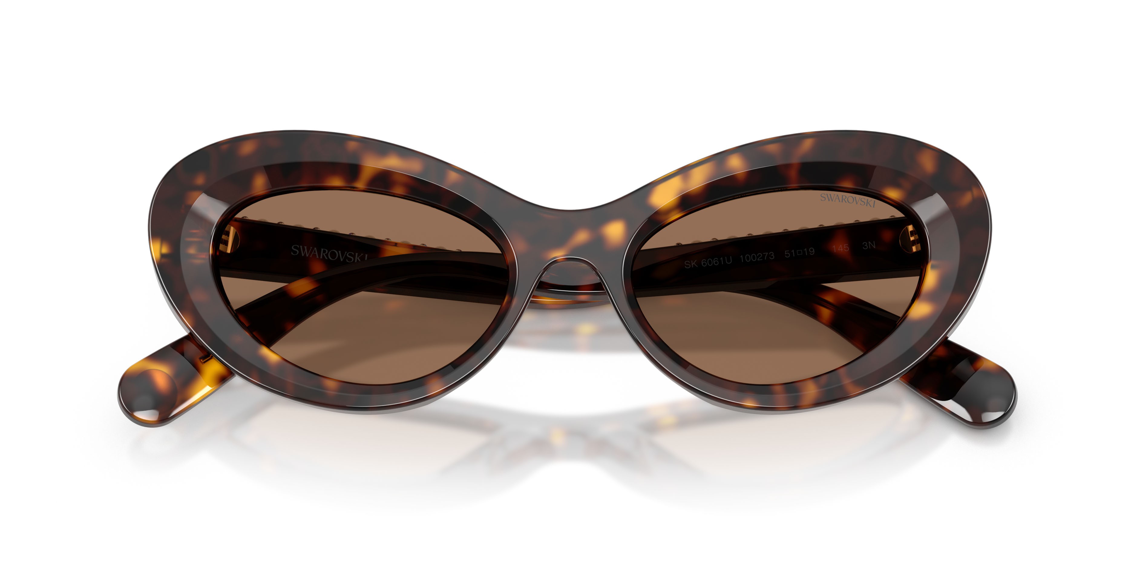 Sunglasses Swarovski SK 6061U (100273) color havana shape cat eye lenses marrone scuro