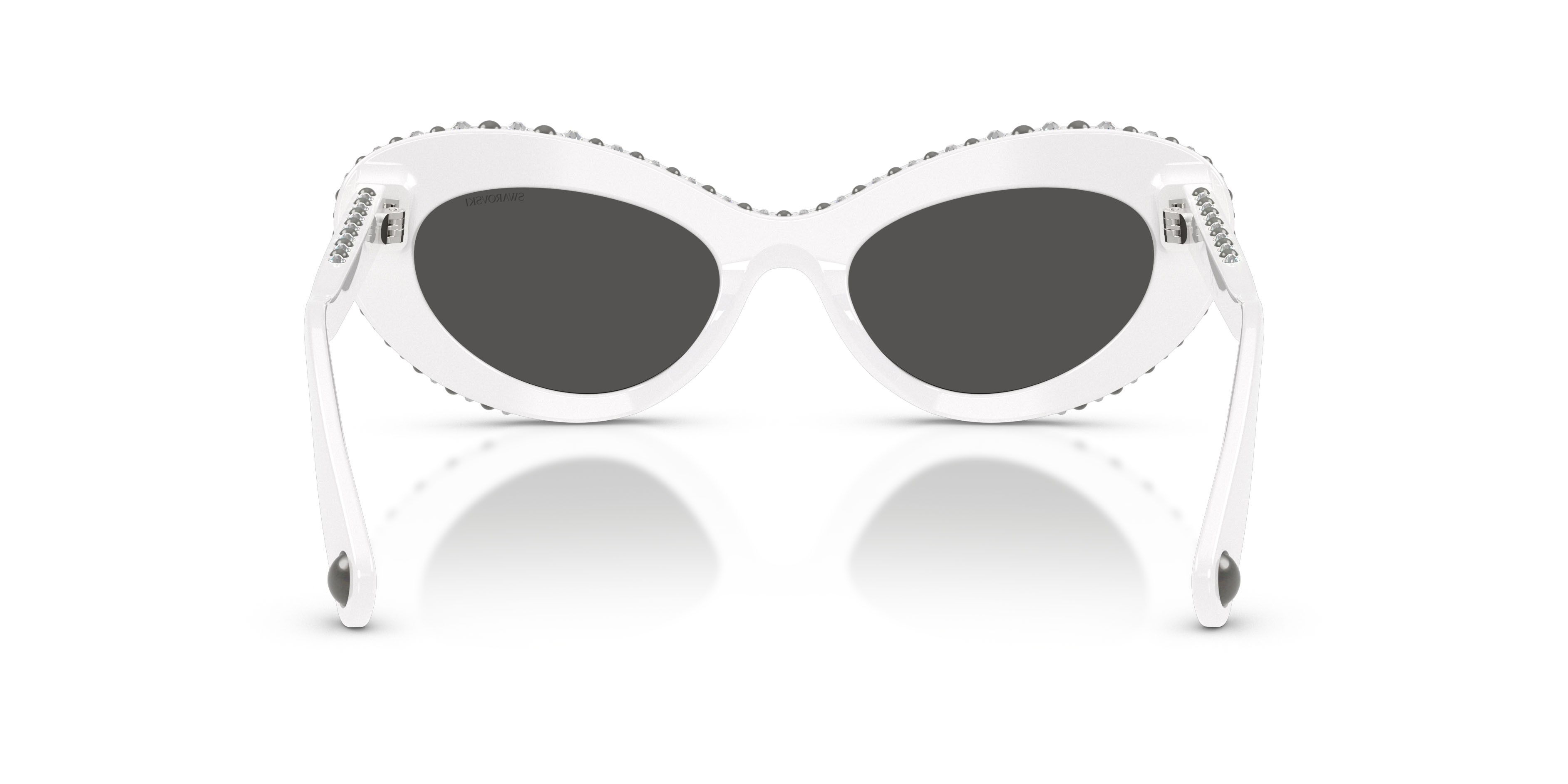 Sunglasses Swarovski SK 6061U (105087) color bianco shape cat eye lenses grigio scuro