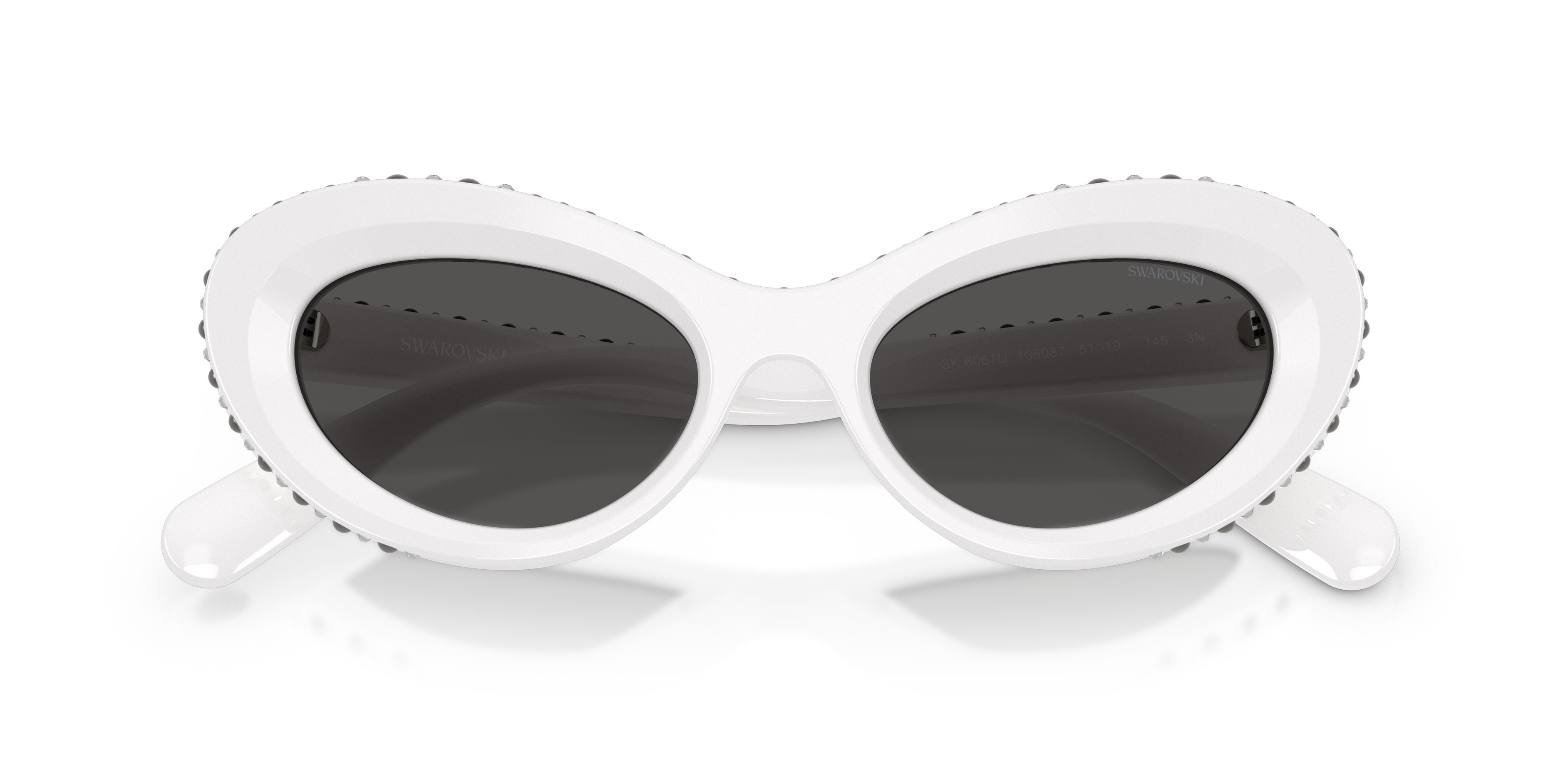 Sunglasses Swarovski SK 6061U (105087) color bianco shape cat eye lenses grigio scuro