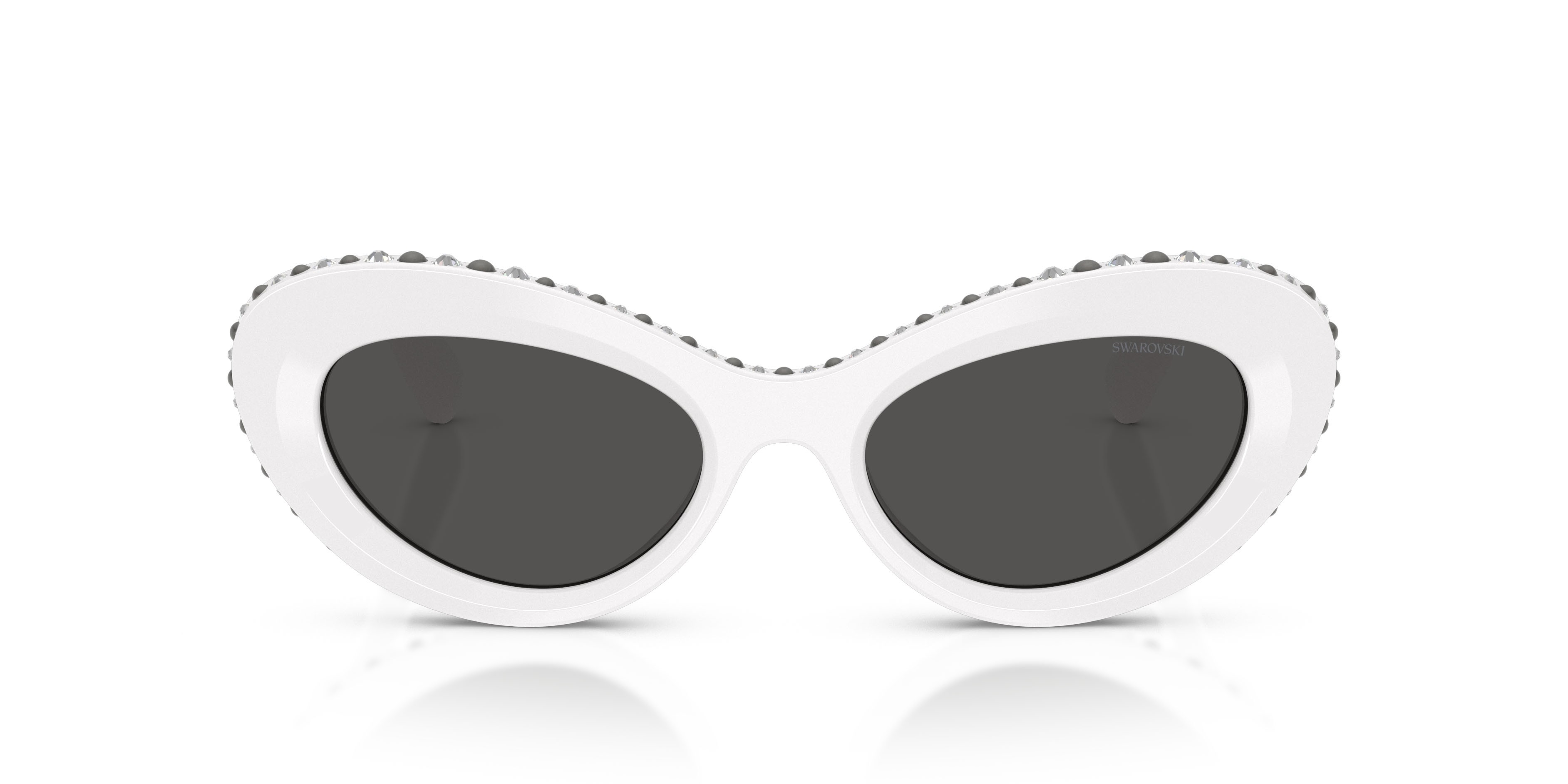 Sunglasses Swarovski SK 6061U (105087) color bianco shape cat eye lenses grigio scuro