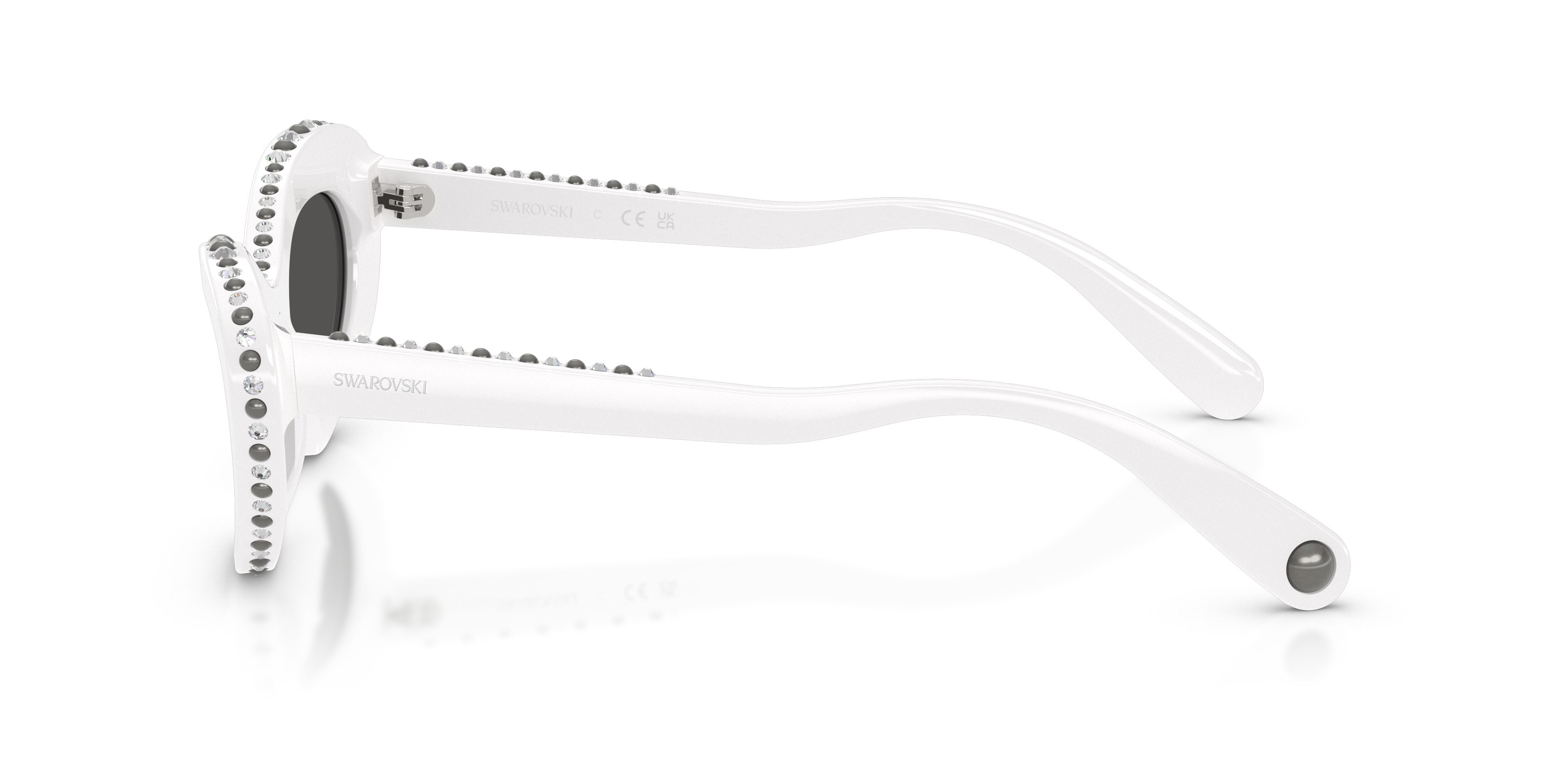 Sunglasses Swarovski SK 6061U (105087) color bianco shape cat eye lenses grigio scuro