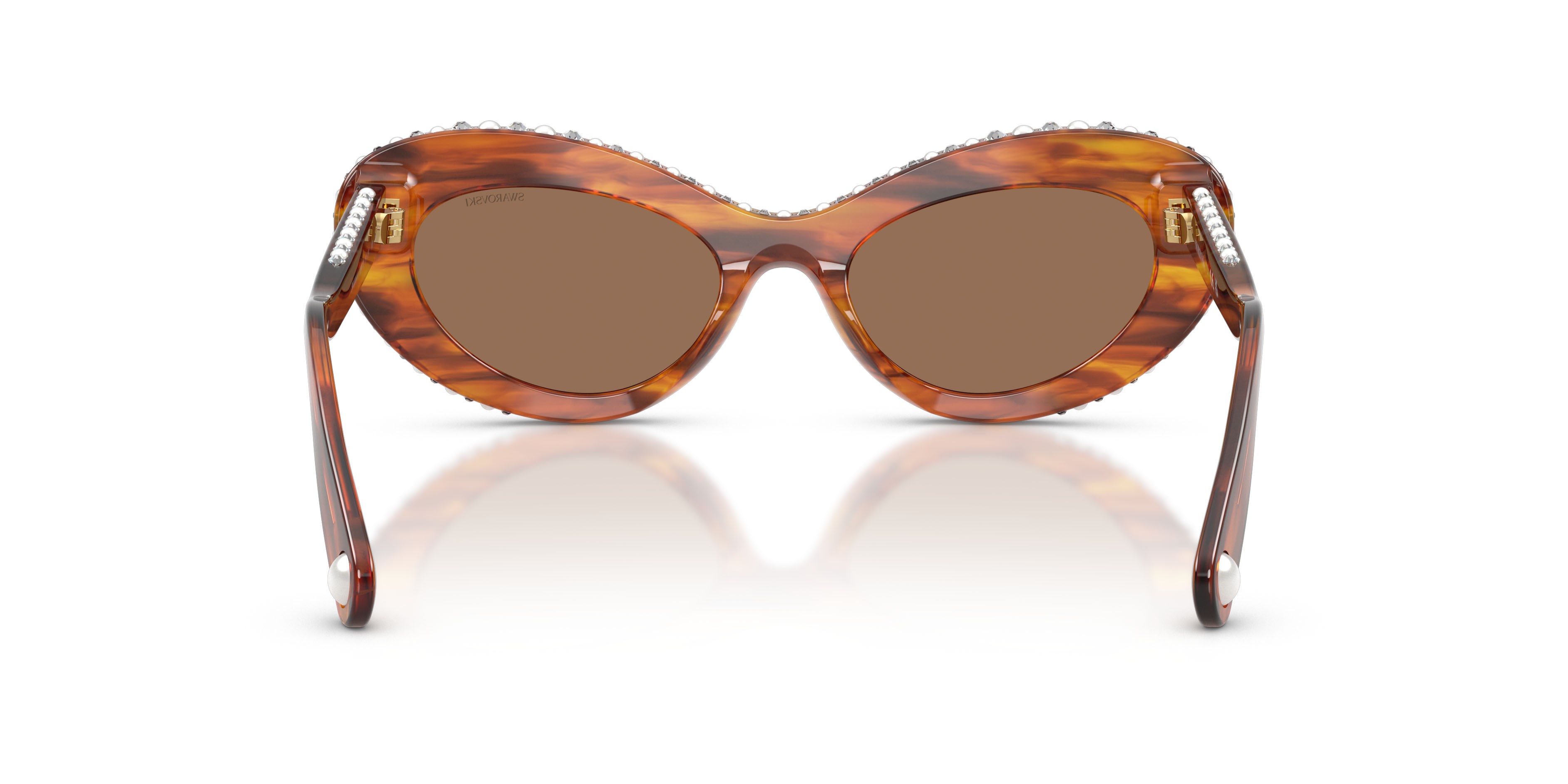 Sunglasses Swarovski SK 6061U (109173) color striato havana shape cat eye lenses marrone scuro