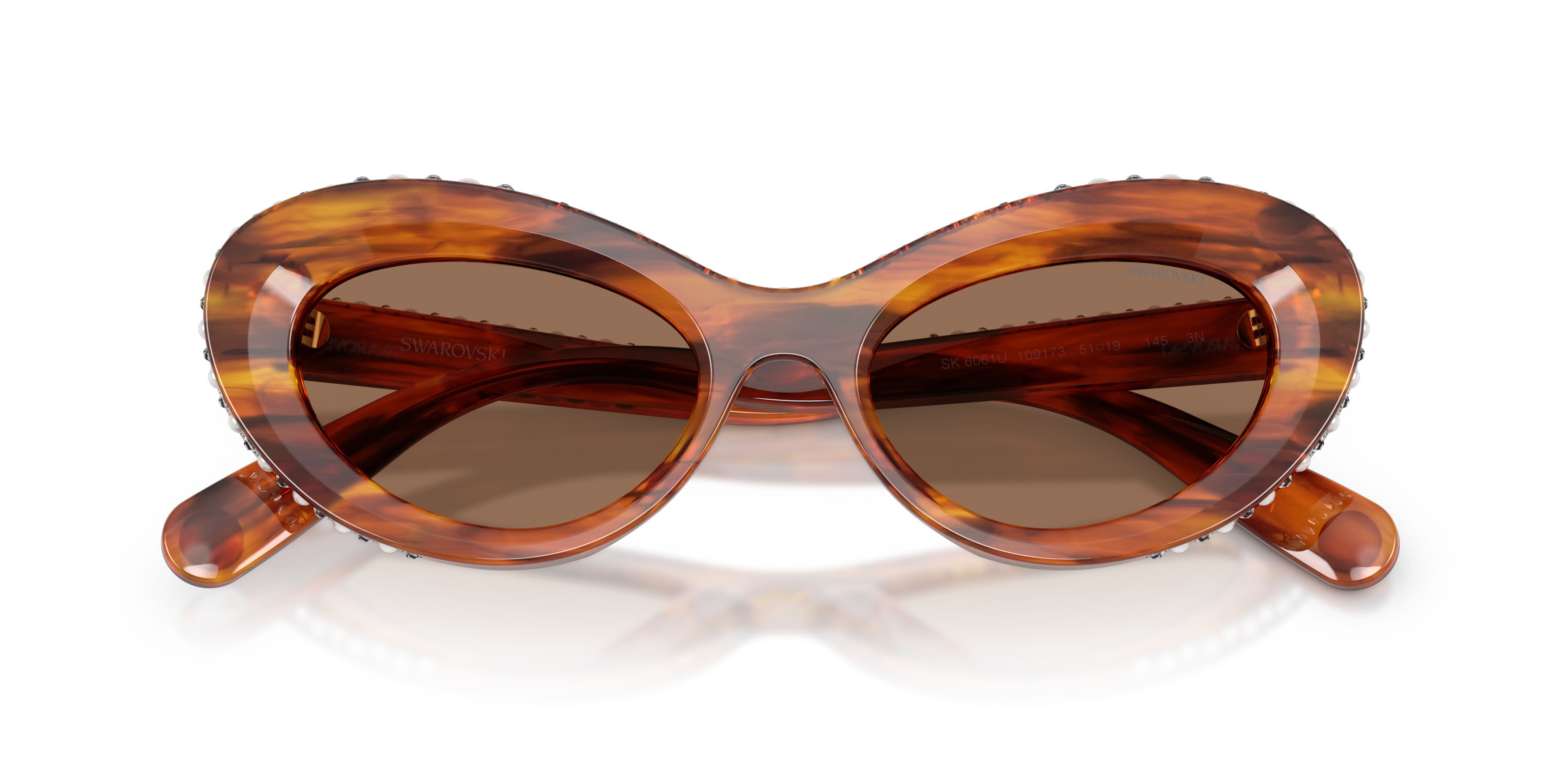 Sunglasses Swarovski SK 6061U (109173) color striato havana shape cat eye lenses marrone scuro