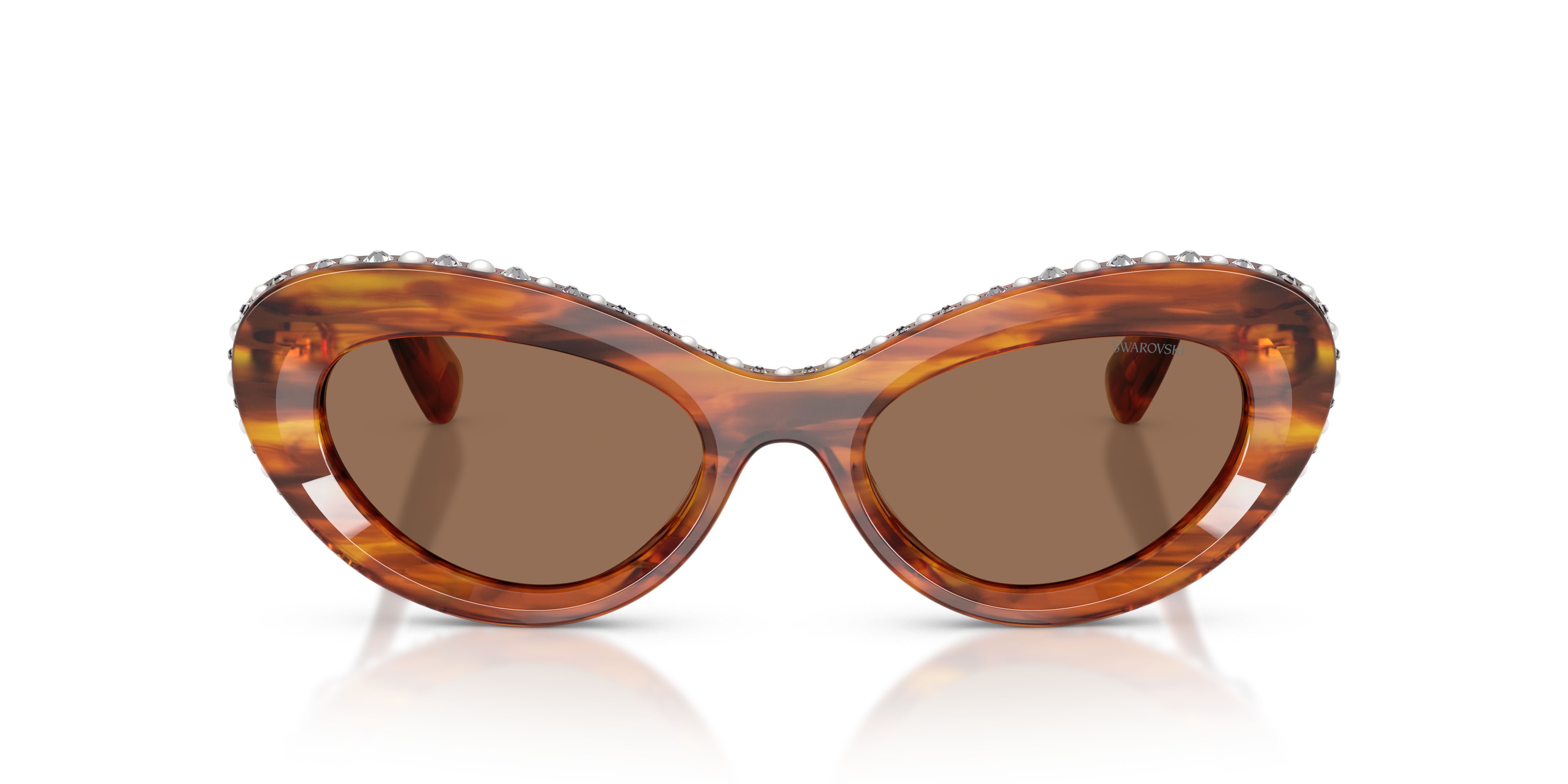 Sunglasses Swarovski SK 6061U (109173) color striato havana shape cat eye lenses marrone scuro