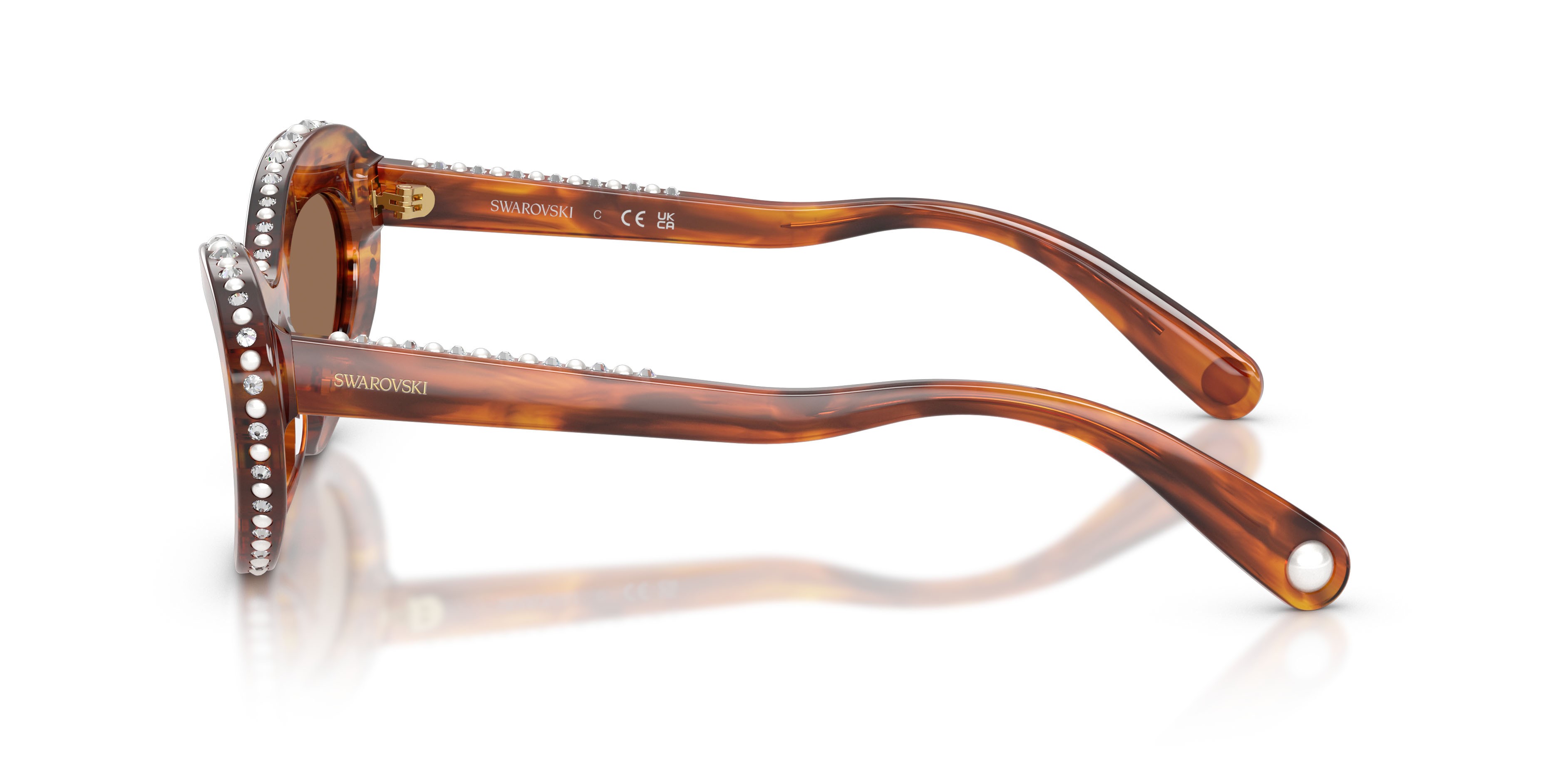 Sunglasses Swarovski SK 6061U (109173) color striato havana shape cat eye lenses marrone scuro