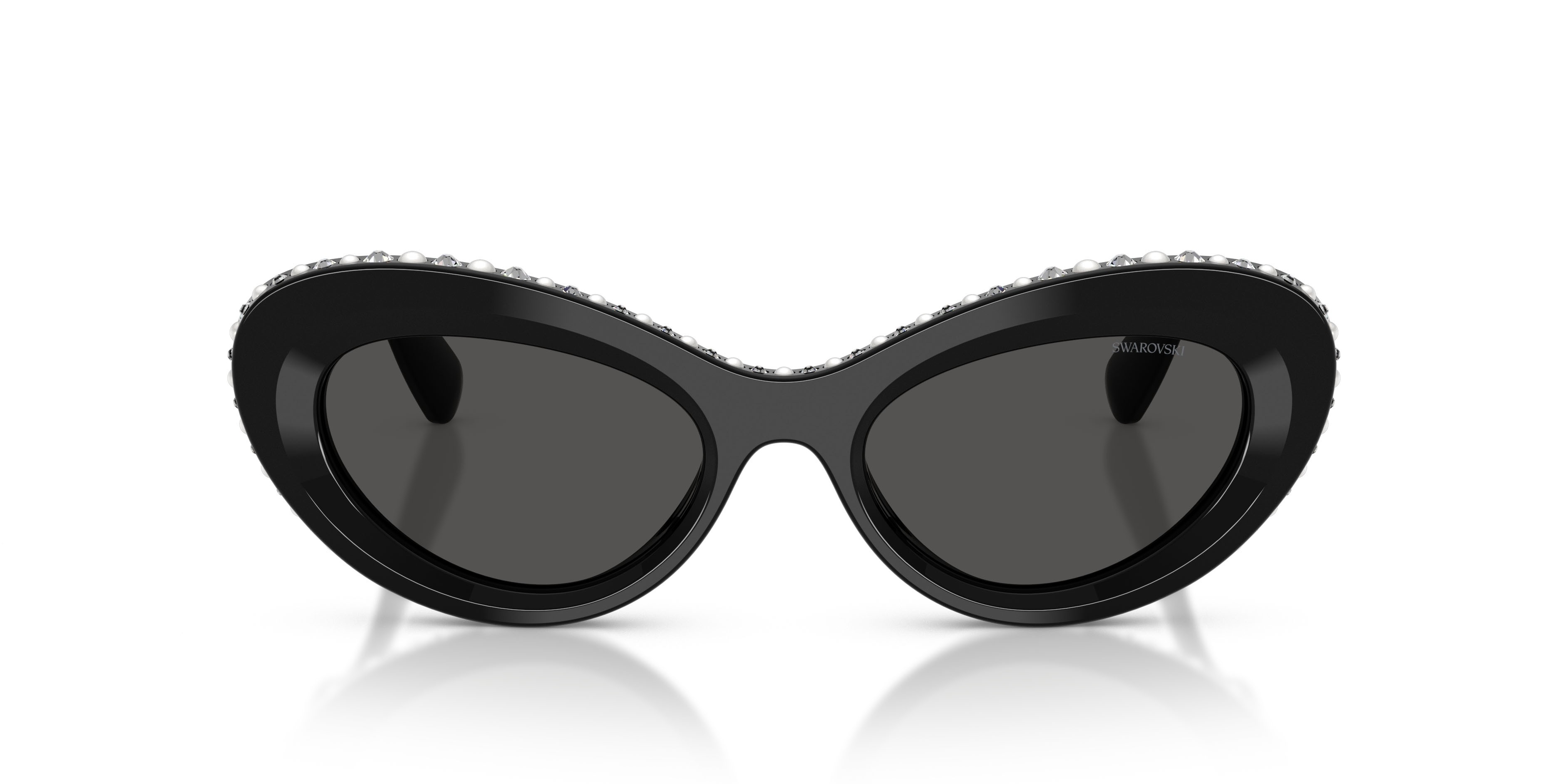 Sunglasses Swarovski SK 6061U (109387) color nero shape cat eye lenses grigio scuro