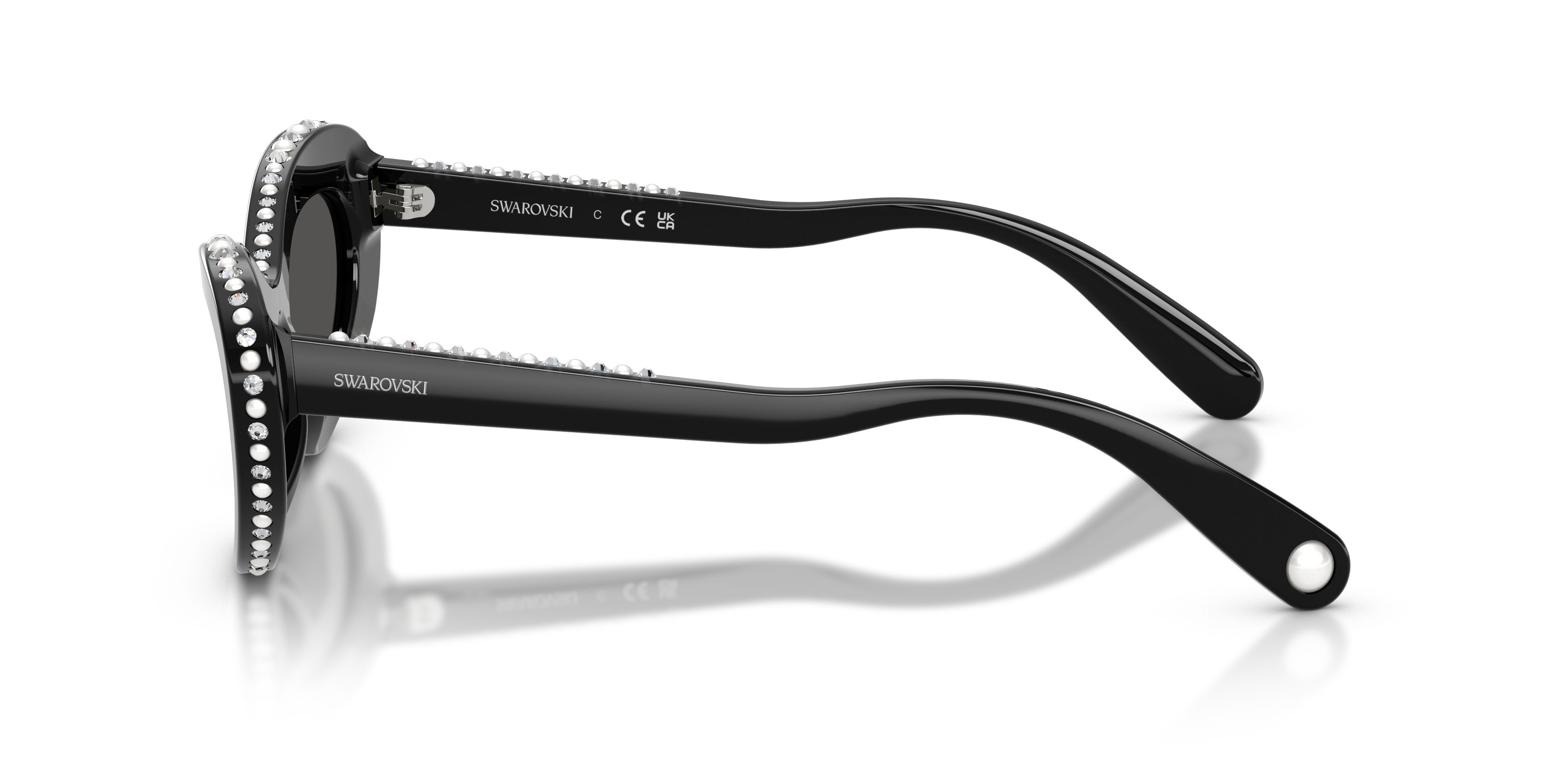 Sunglasses Swarovski SK 6061U (109387) color nero shape cat eye lenses grigio scuro