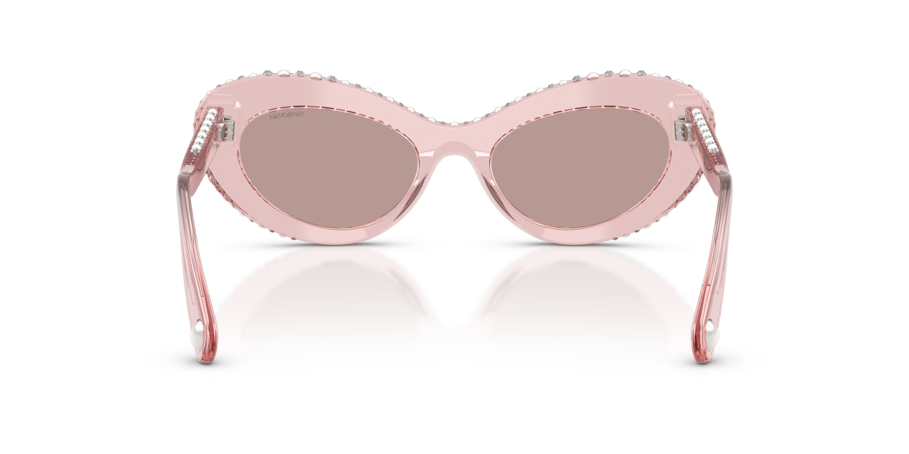 Sunglasses Swarovski SK 6061U (11057N) color rosa scuro trasparente shape cat eye lenses viola chiaro/marrone
