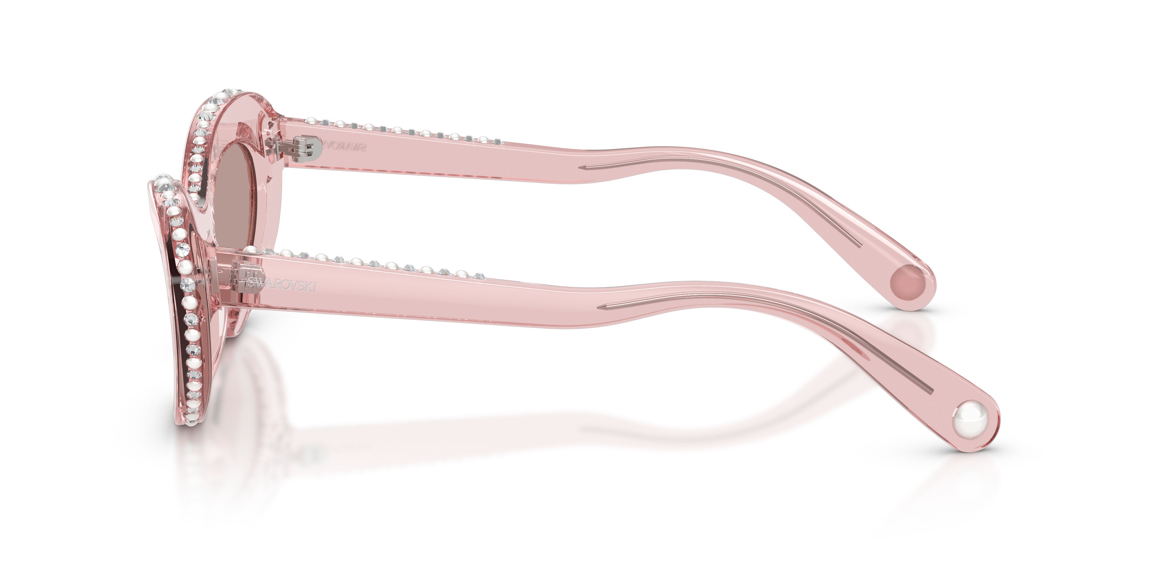 Sunglasses Swarovski SK 6061U (11057N) color rosa scuro trasparente shape cat eye lenses viola chiaro/marrone