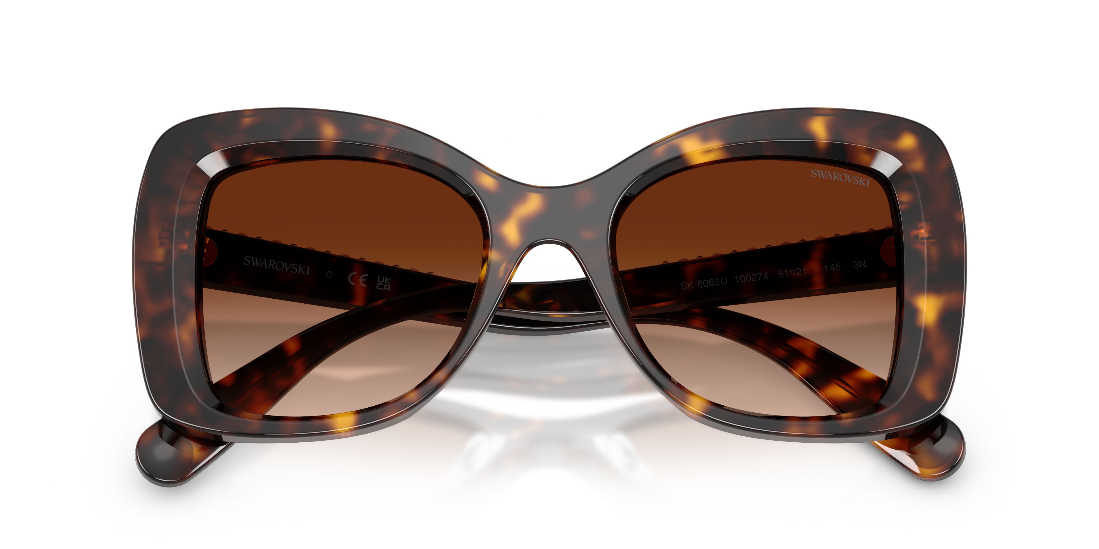Sunglasses Swarovski SK 6062U (100274) color havana shape butterfly lenses marrone sfumato