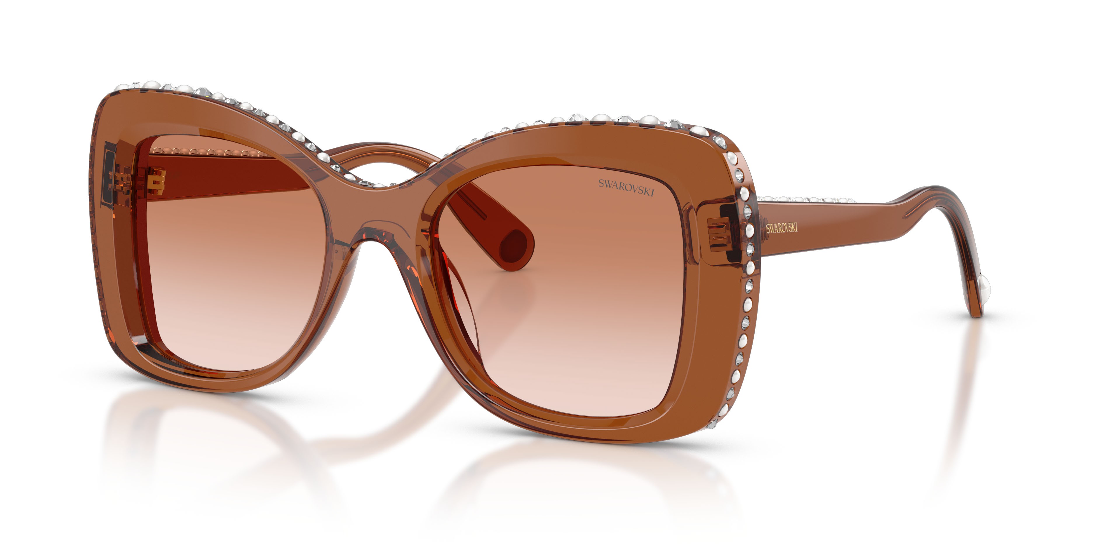 Sunglasses Swarovski SK 6062U (109573) color marrone trasparente shape butterfly lenses marrone sfumato