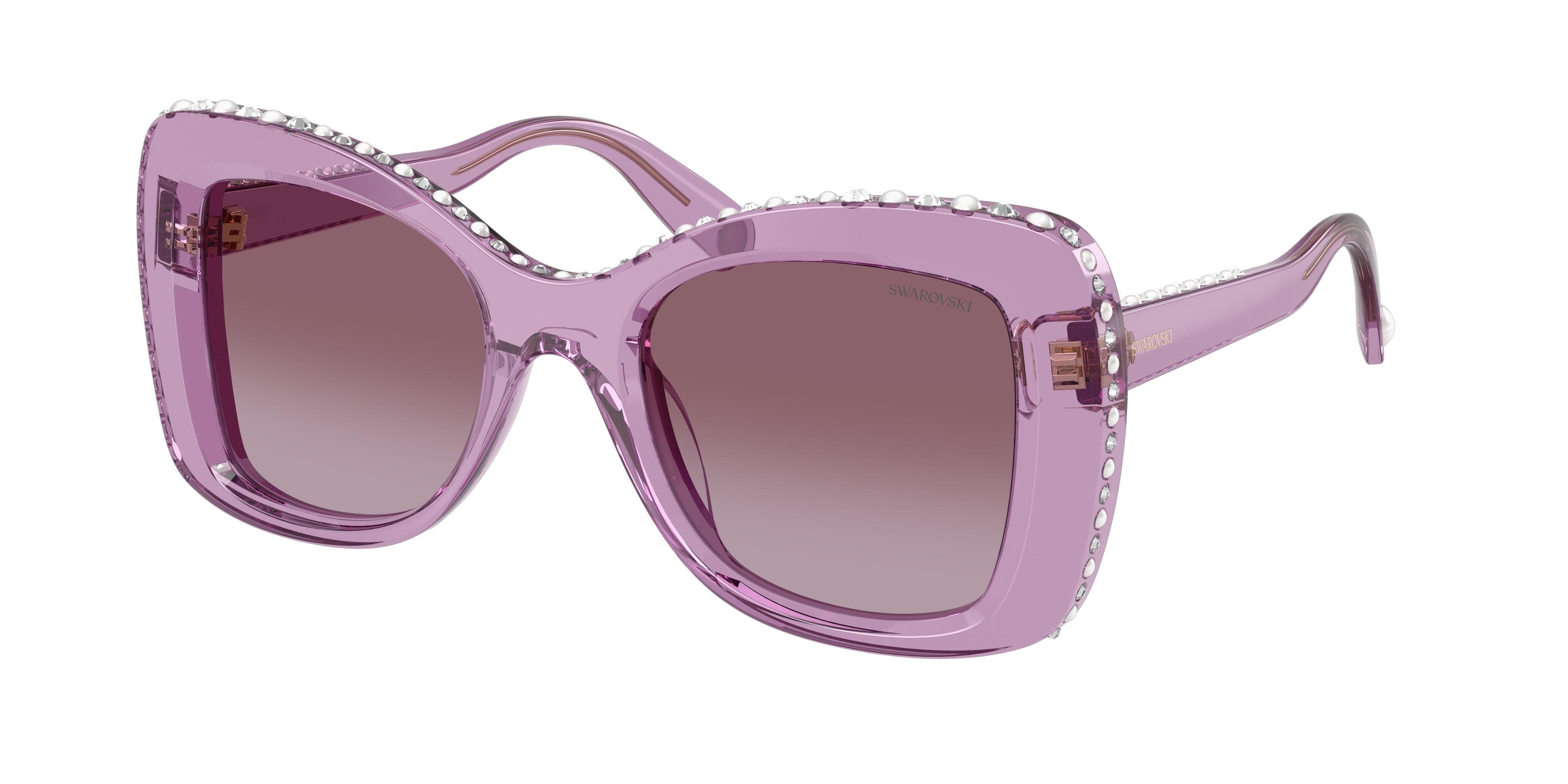Sunglasses Swarovski SK 6062U (10968H) color ametista trasparente shape butterfly lenses sfumato viola