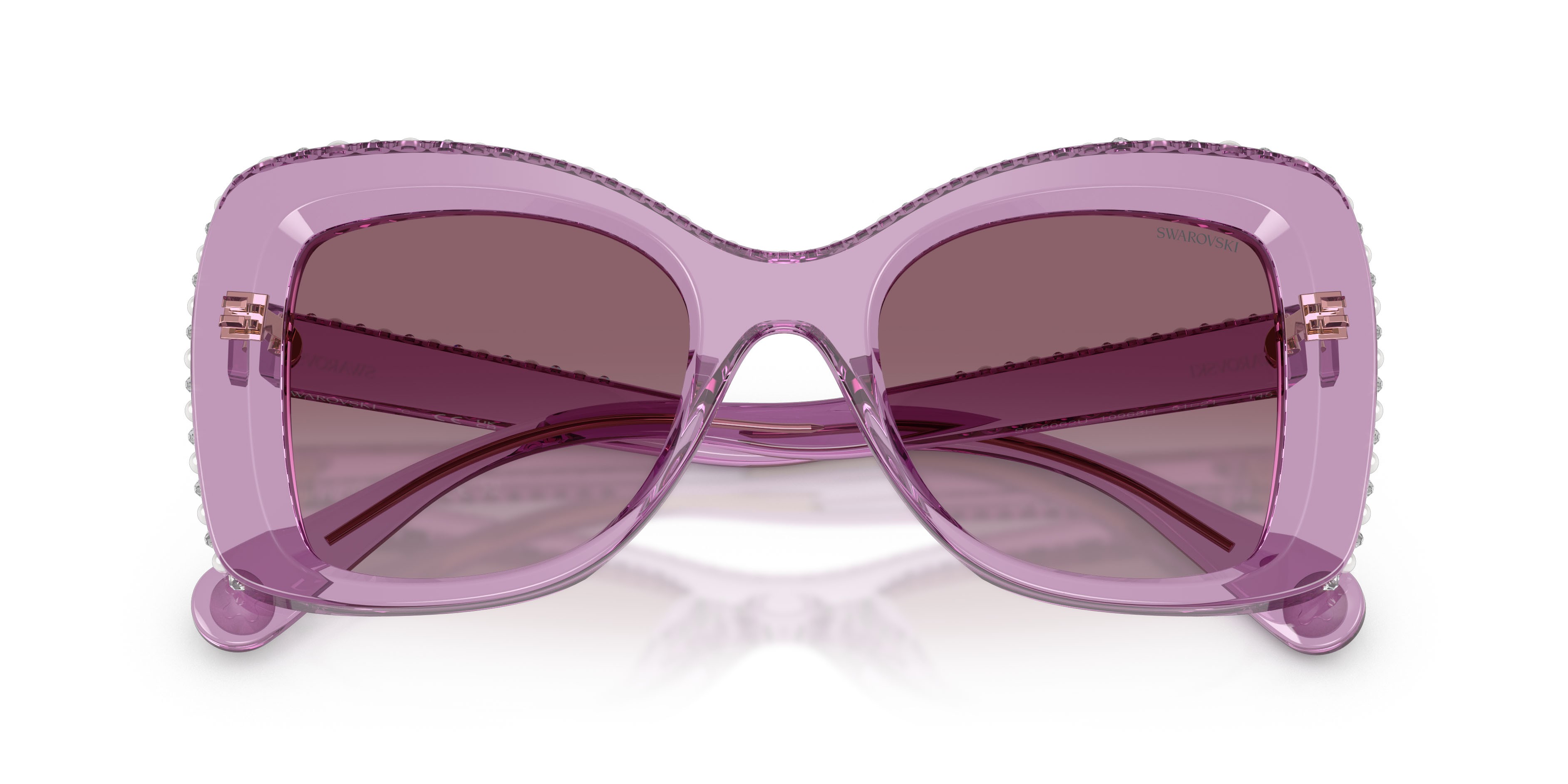 Sunglasses Swarovski SK 6062U (10968H) color ametista trasparente shape butterfly lenses sfumato viola