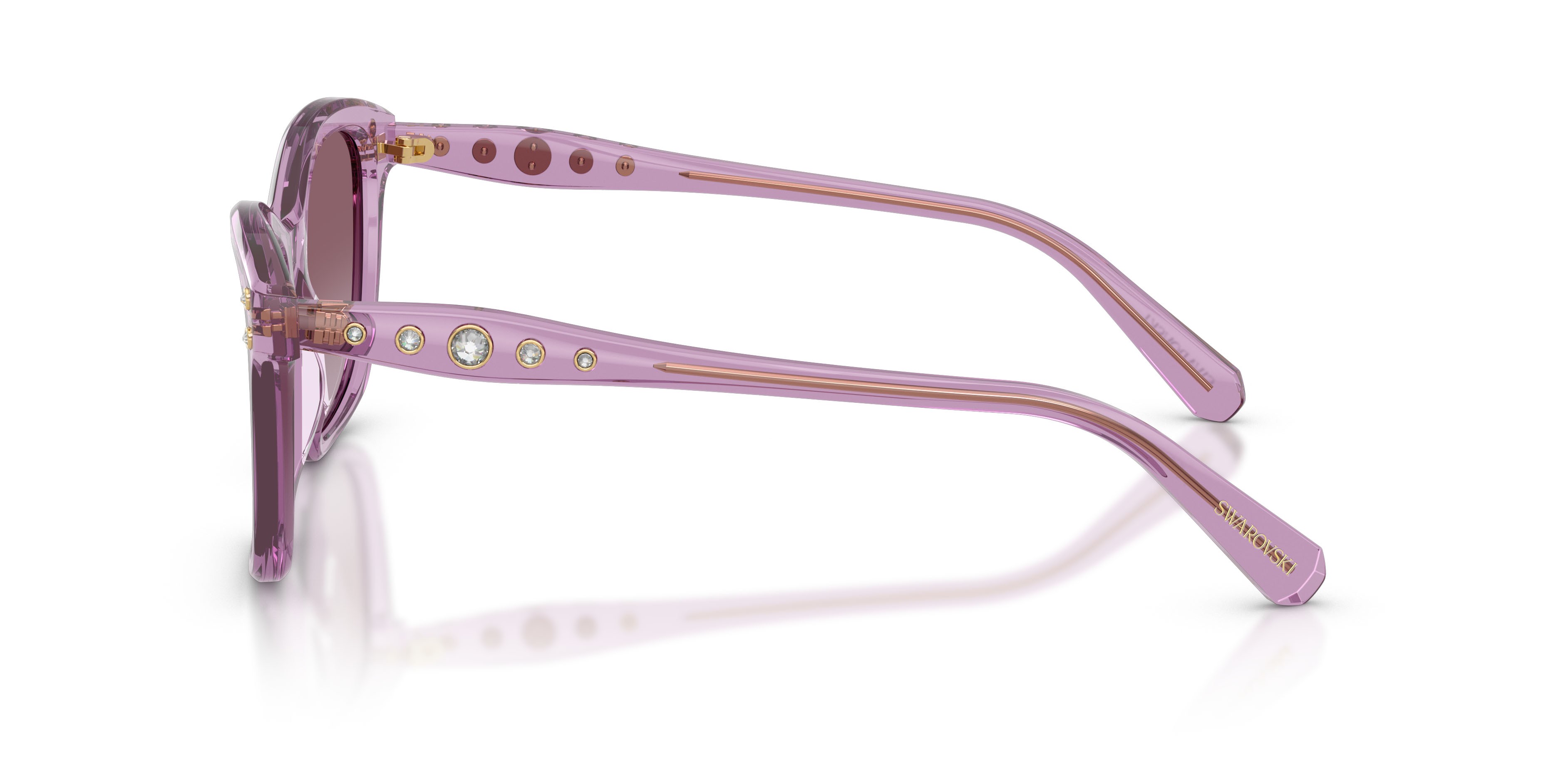 Sunglasses Swarovski SK 6063 (10968H) color ametista trasparente shape square lenses sfumato viola