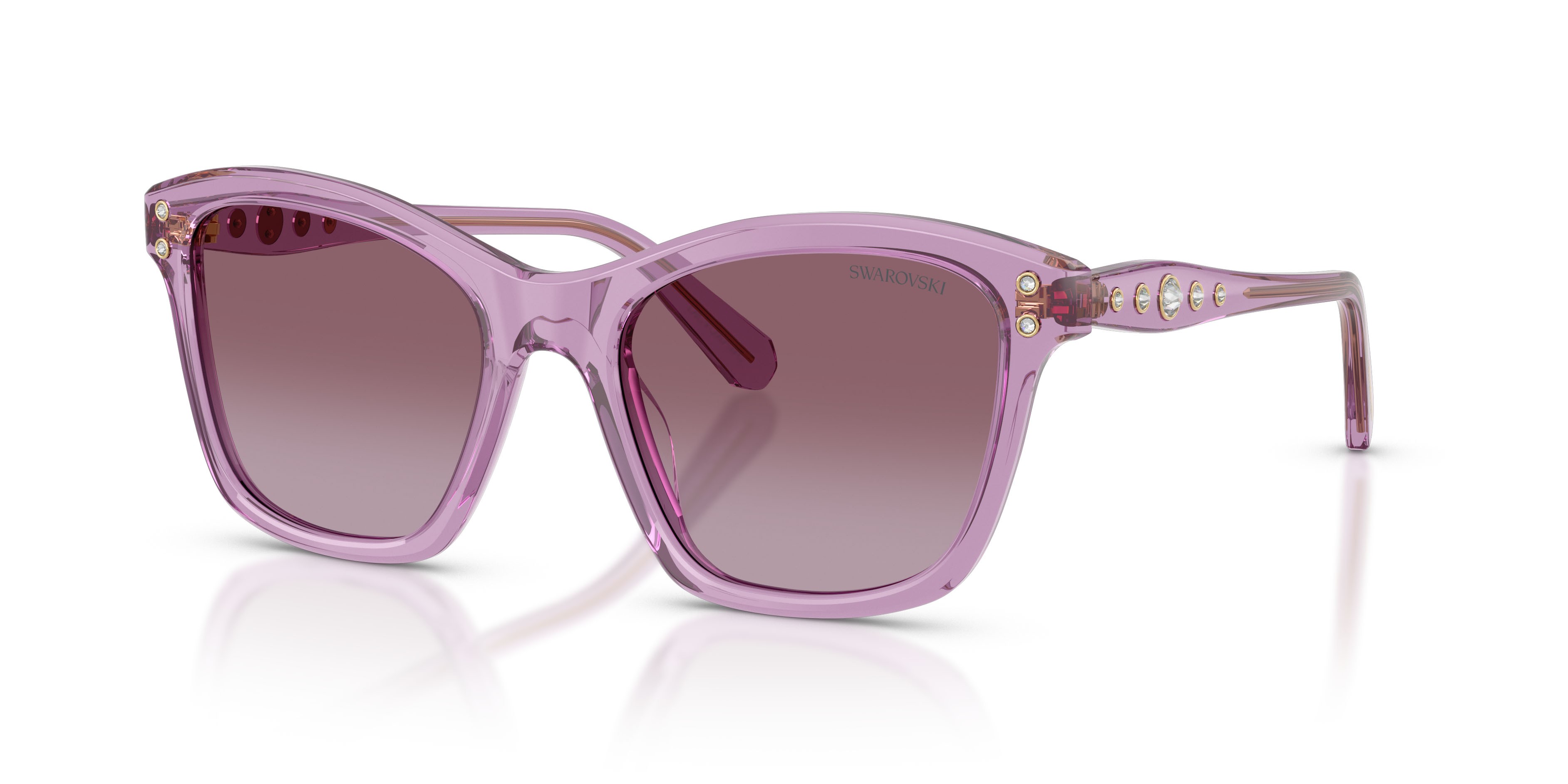 Sunglasses Swarovski SK 6063 (10968H) color ametista trasparente shape square lenses sfumato viola