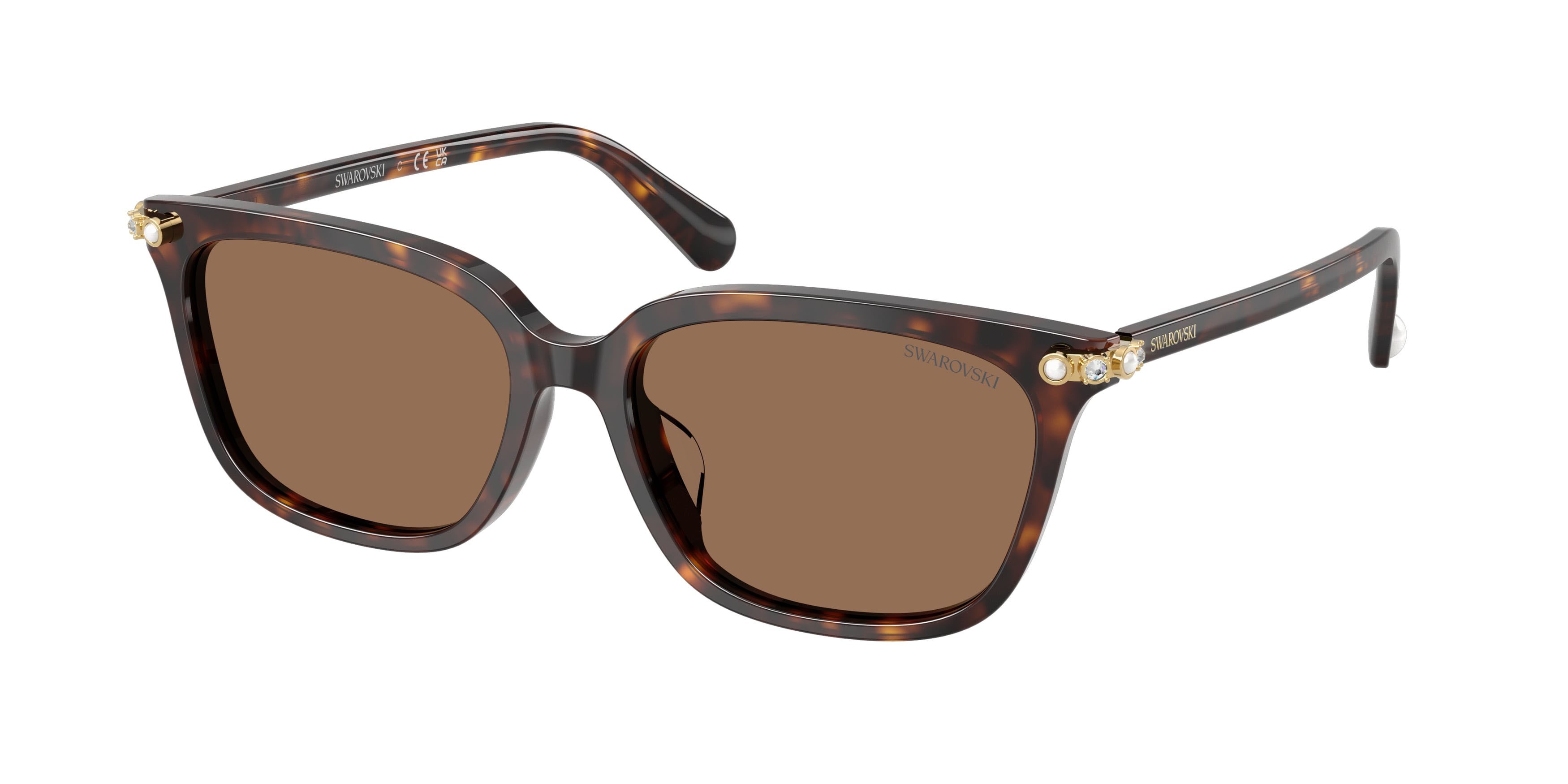 Sunglasses Swarovski SK 6064D (100273) color havana shape square lenses marrone scuro