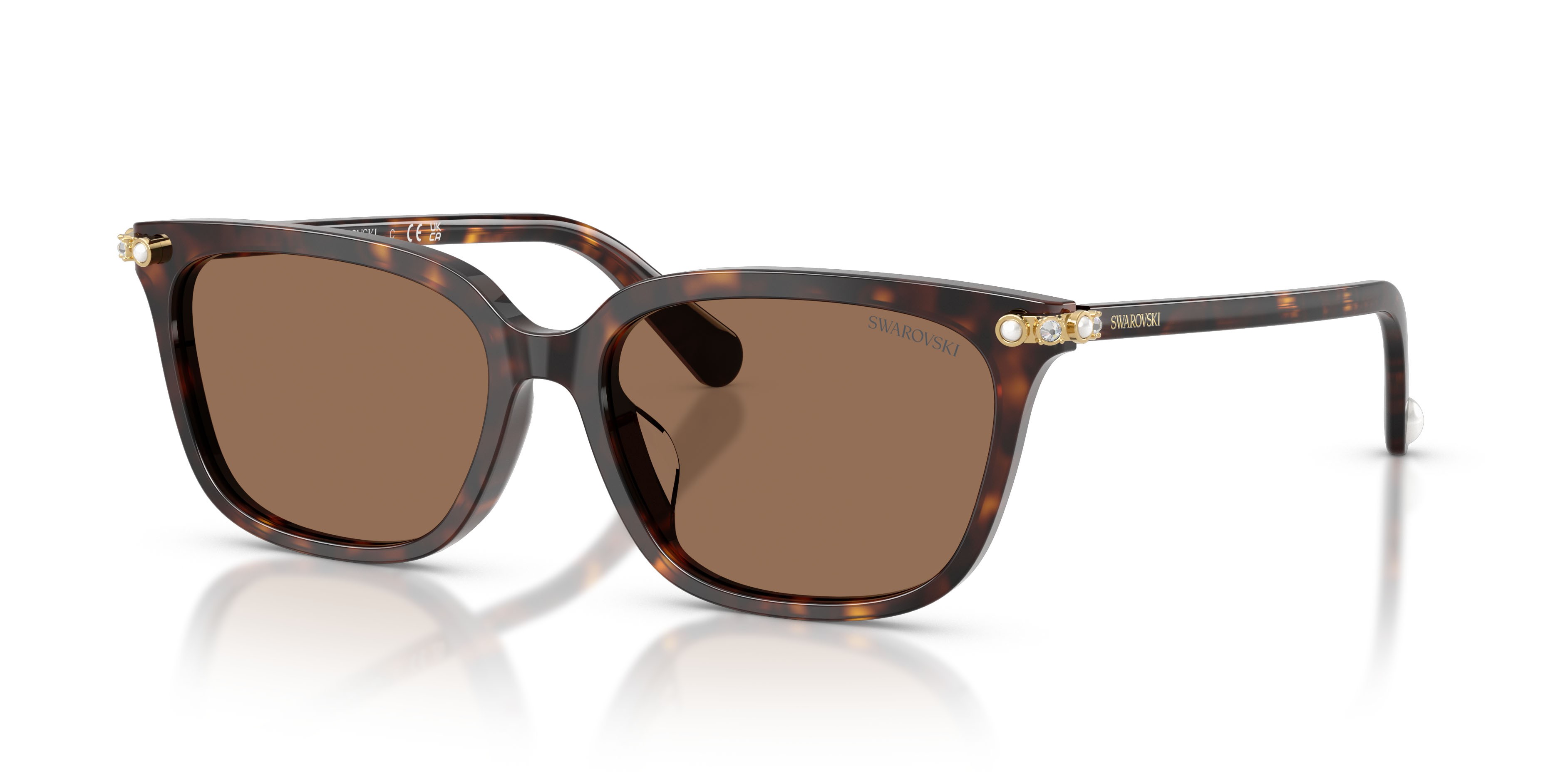 Sunglasses Swarovski SK 6064D (100273) color havana shape square lenses marrone scuro