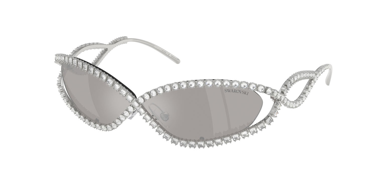 Eyeglasses Swarovski SK 7024 (40016G) color argento shape irregular lenses grigio chiaro specchiato argento