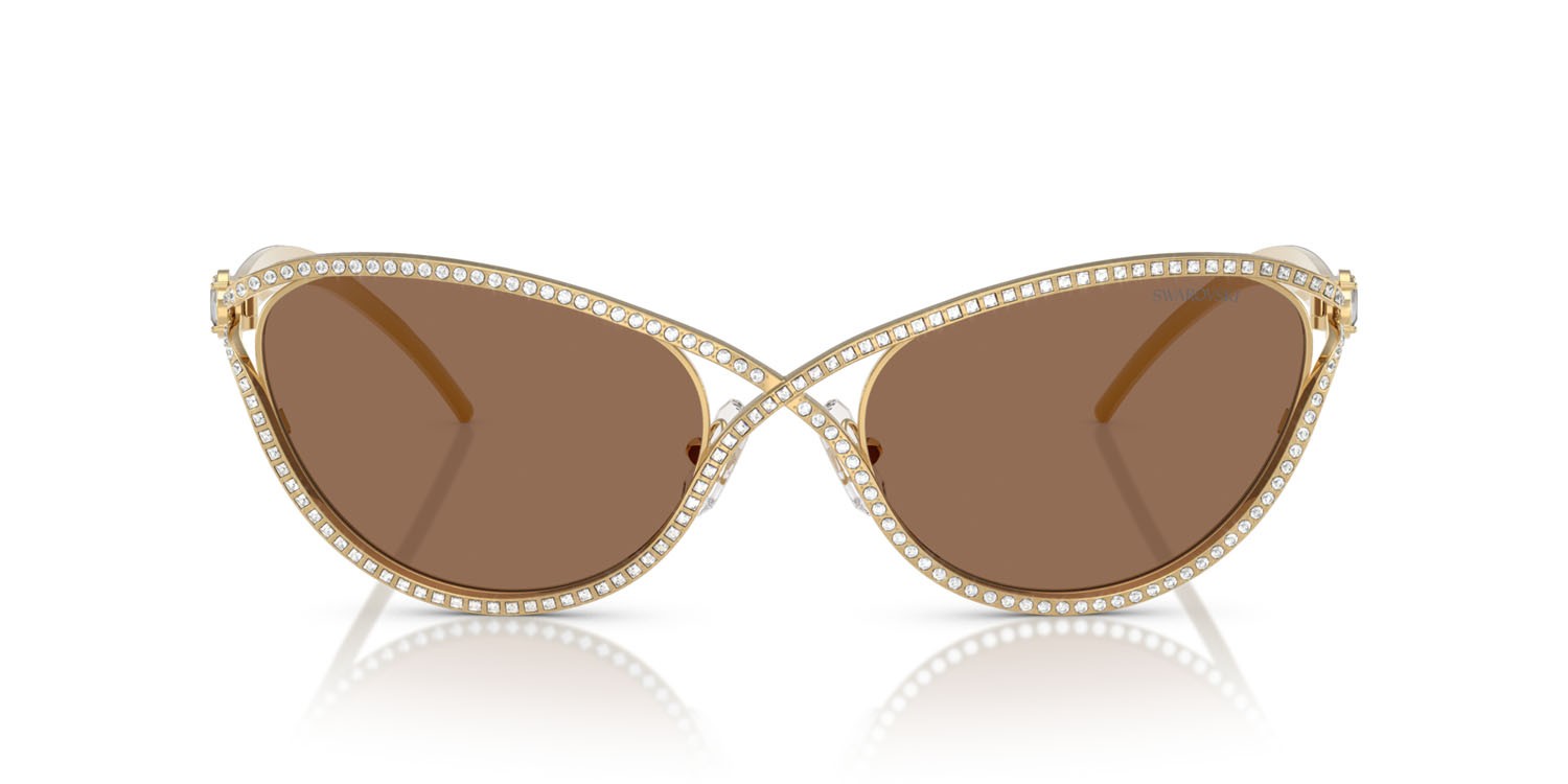 Sunglasses Swarovski SK 7025 (400473) color oro shape cat eye lenses marrone scuro