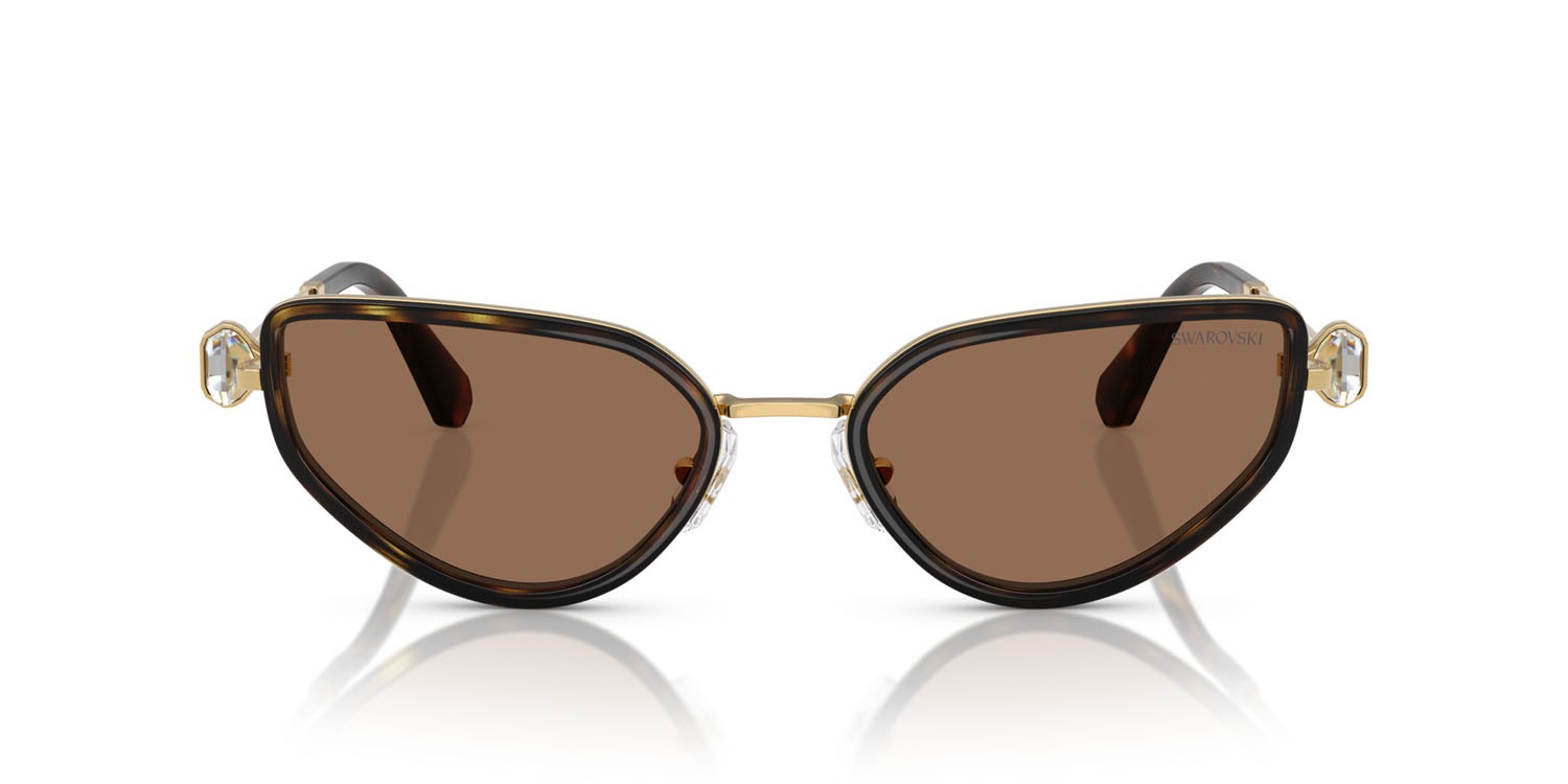Sunglasses Swarovski SK 7027 (400473) color oro/havana shape irregular lenses marrone scuro