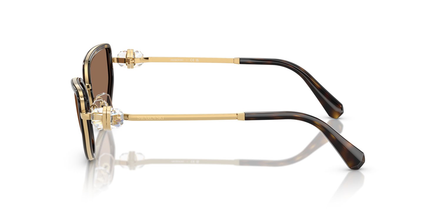 Sunglasses Swarovski SK 7027 (400473) color oro/havana shape irregular lenses marrone scuro