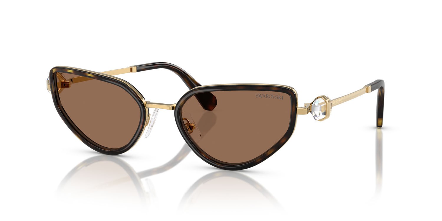Sunglasses Swarovski SK 7027 (400473) color oro/havana shape irregular lenses marrone scuro