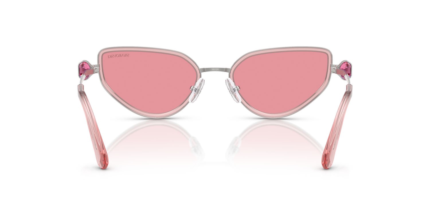 Sunglasses Swarovski SK 7027 (403784) color argento/rosa shape irregular lenses rosa