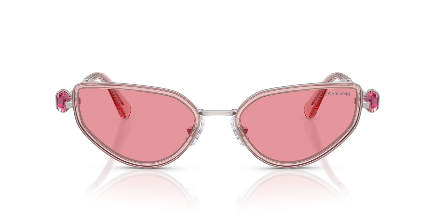 Sunglasses Swarovski SK 7027 (403784) color argento/rosa shape irregular lenses rosa