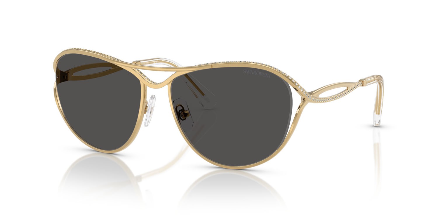 Sunglasses Swarovski SK 7028 (400487) color oro shape aviator lenses grigio scuro