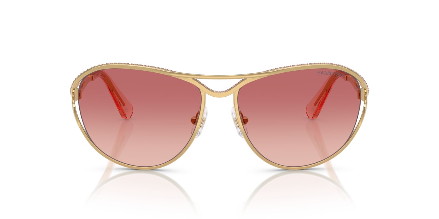 Sunglasses Swarovski SK 7028 (4004A5) color oro shape aviator lenses rosa sfumato rosso