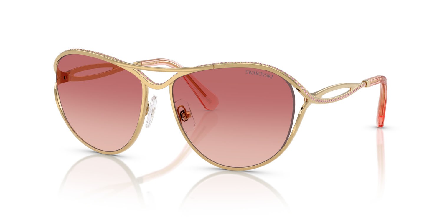 Sunglasses Swarovski SK 7028 (4004A5) color oro shape aviator lenses rosa sfumato rosso
