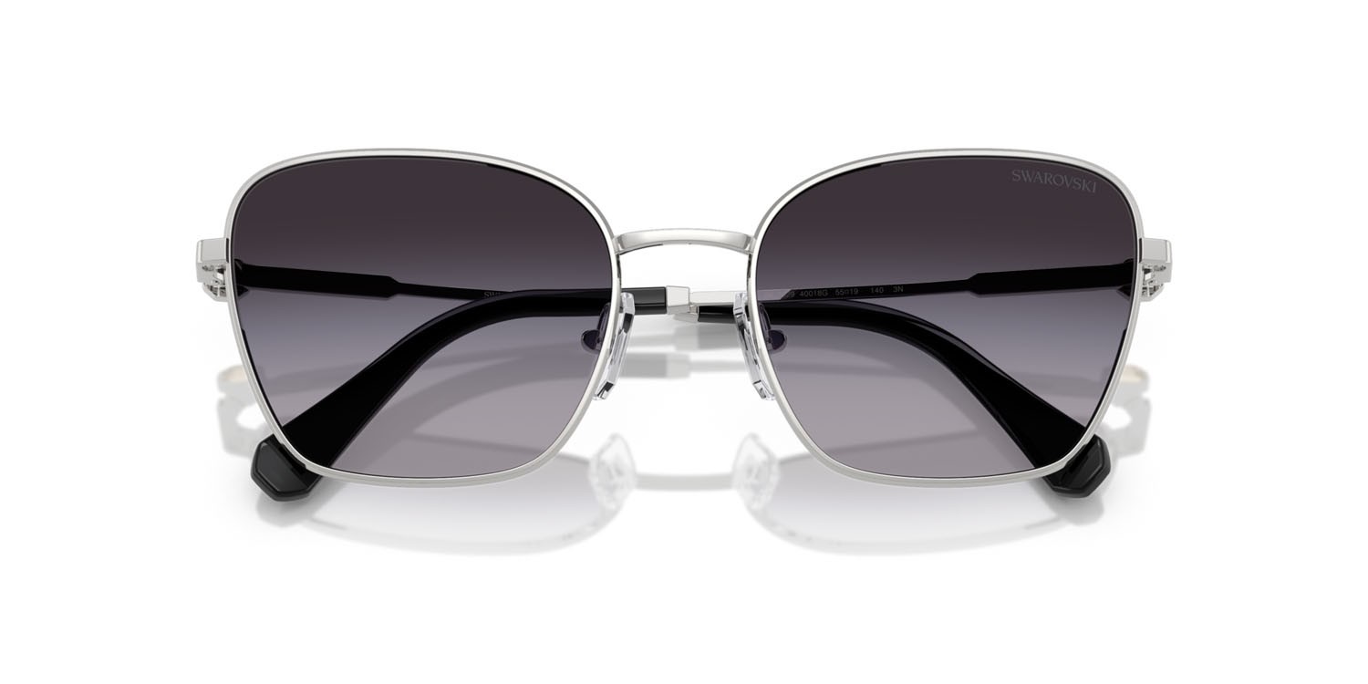 Sunglasses Swarovski SK 7029 (40018G) color argento shape aviator lenses grigio sfumato