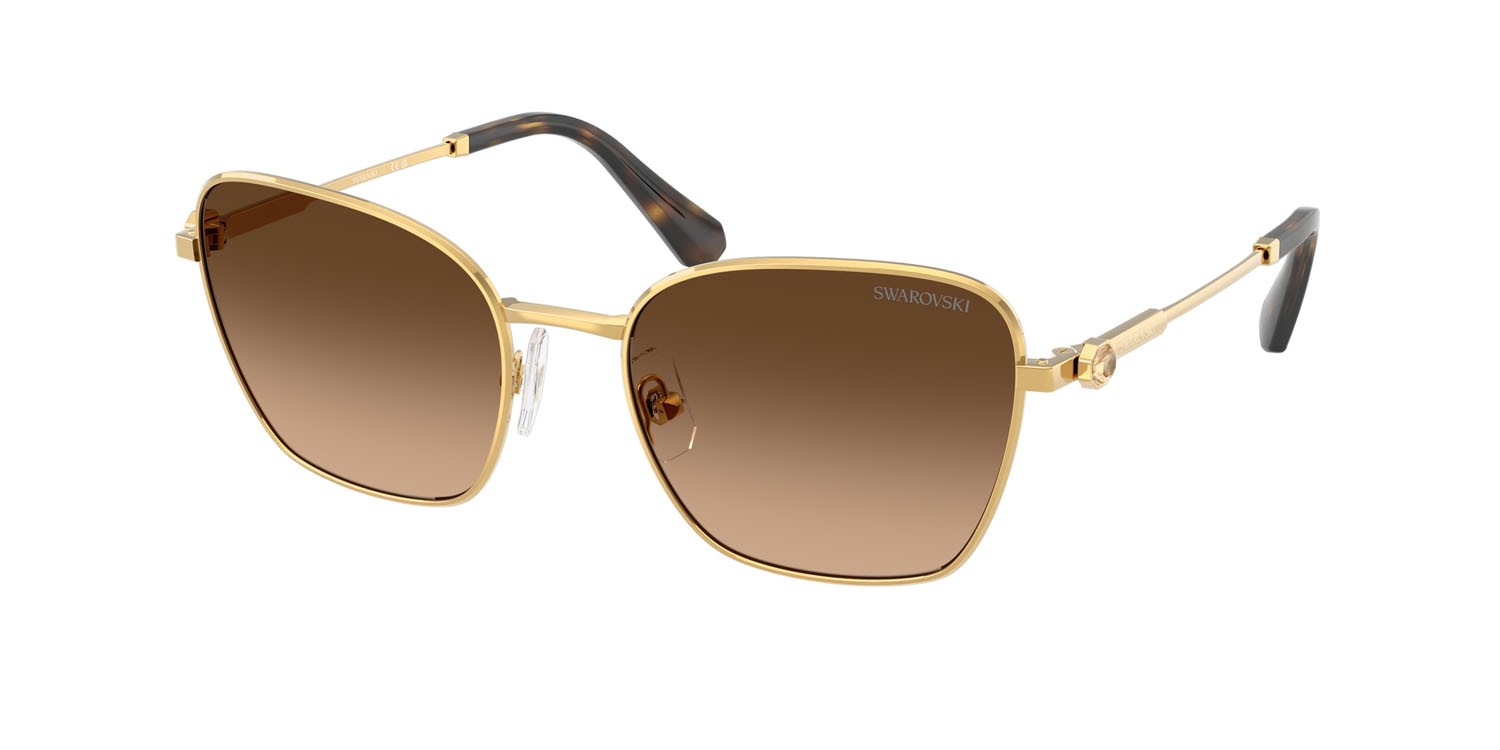 Sunglasses Swarovski SK 7029 (400774) color giallo oro shape aviator lenses verde sfumato marrone