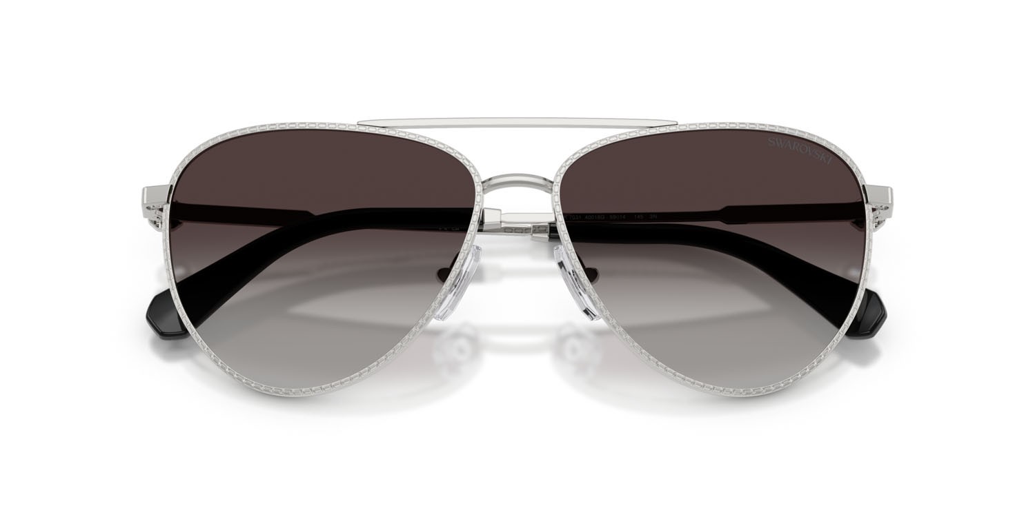 Sunglasses Swarovski SK 7031 (40018G) color argento shape aviator lenses grigio sfumato