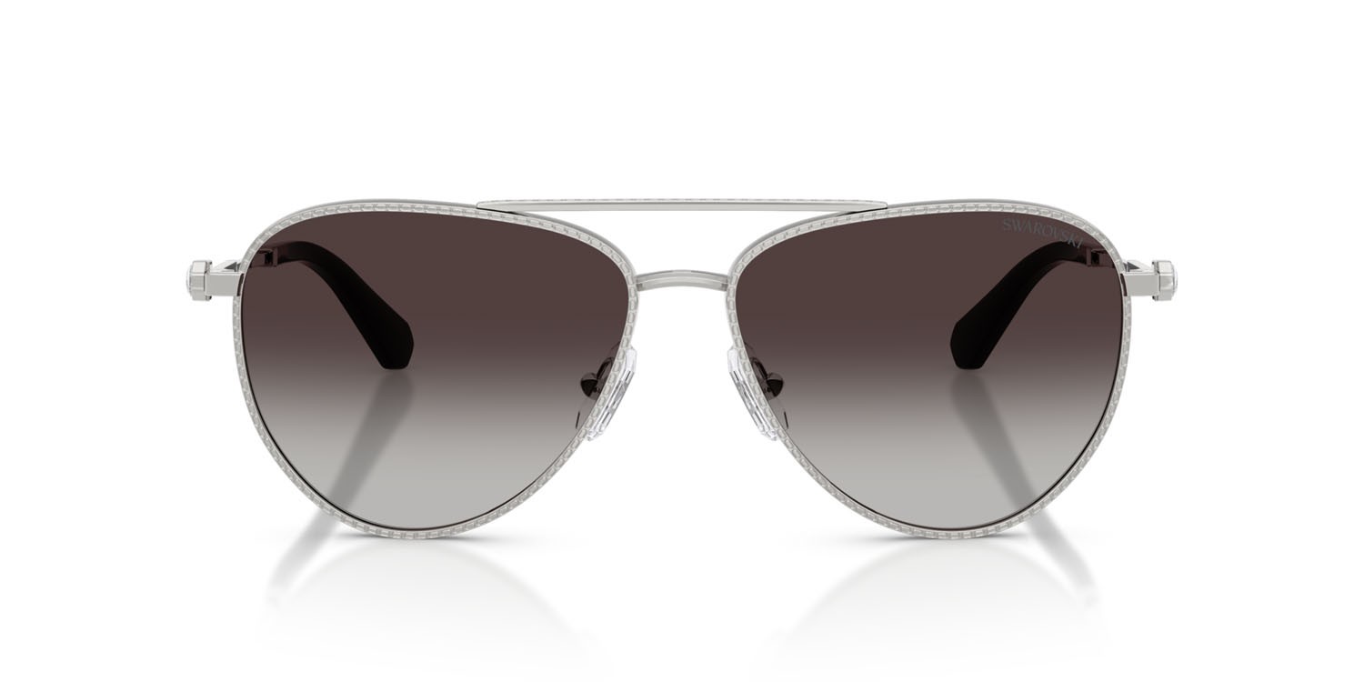 Sunglasses Swarovski SK 7031 (40018G) color argento shape aviator lenses grigio sfumato