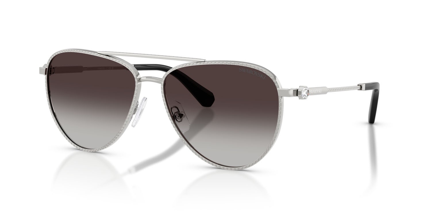 Sunglasses Swarovski SK 7031 (40018G) color argento shape aviator lenses grigio sfumato