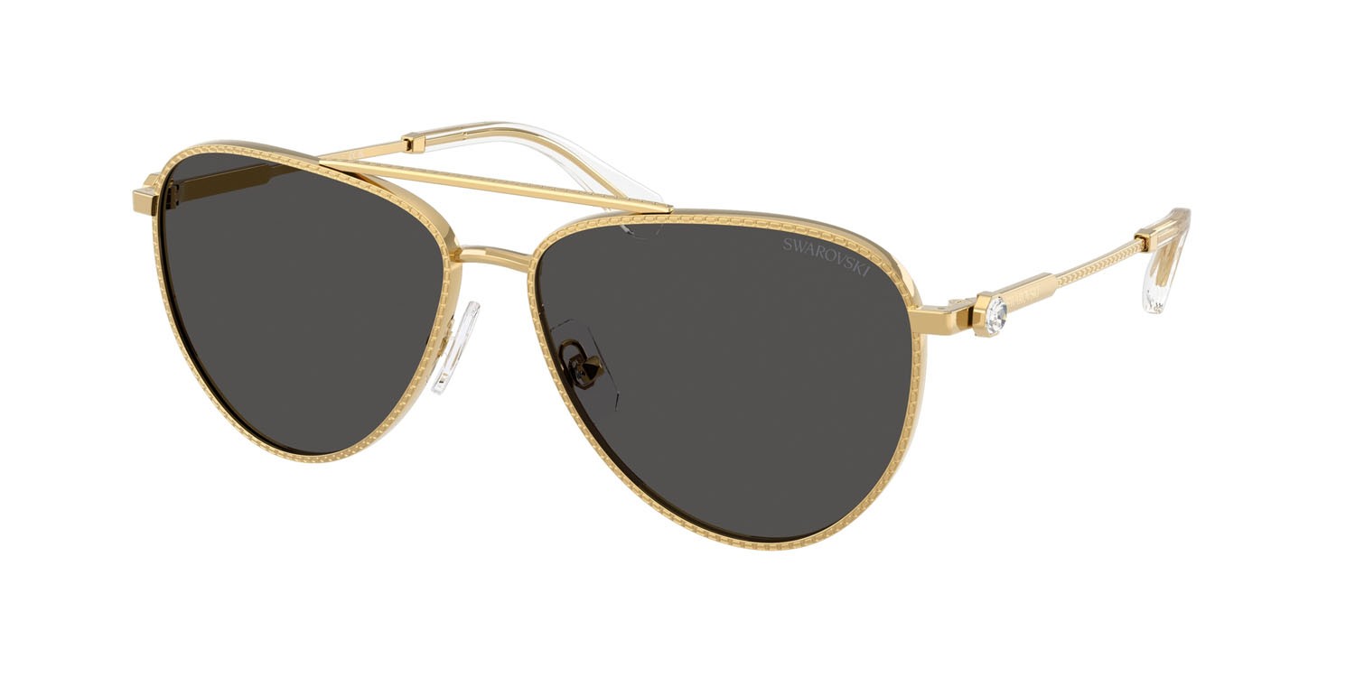 Sunglasses Swarovski SK 7031 (400487) color oro shape aviator lenses grigio scuro