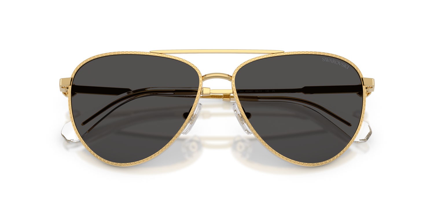 Sunglasses Swarovski SK 7031 (400487) color oro shape aviator lenses grigio scuro