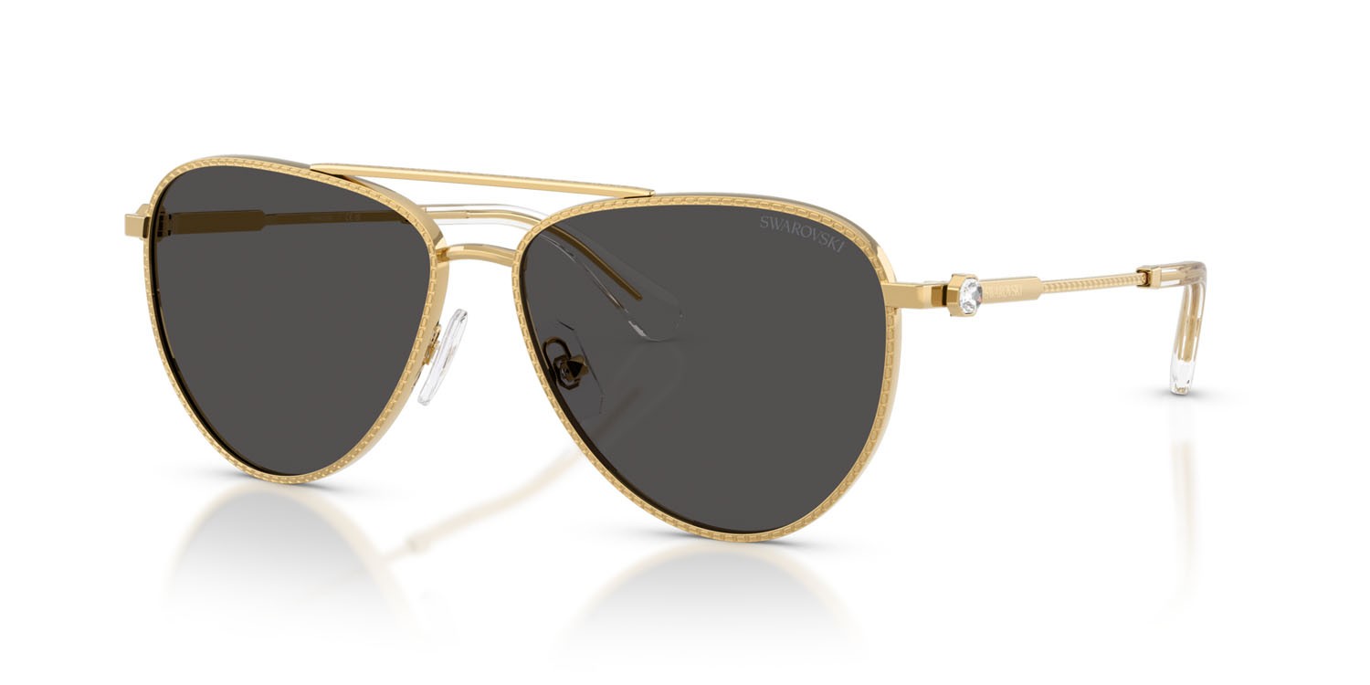 Sunglasses Swarovski SK 7031 (400487) color oro shape aviator lenses grigio scuro