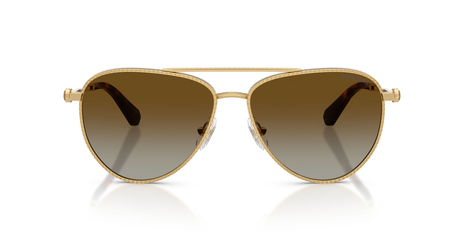Sunglasses Swarovski SK 7031 (4037T5) color oro shape aviator lenses polarizzata marrone sfumato