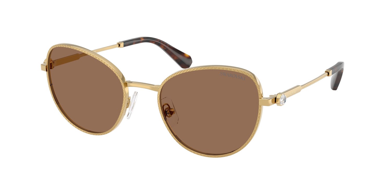 Sunglasses Swarovski SK 7032 (400473) color oro shape round lenses marrone scuro