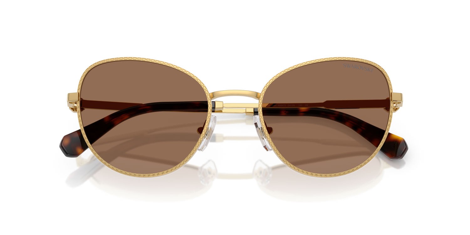 Sunglasses Swarovski SK 7032 (400473) color oro shape round lenses marrone scuro
