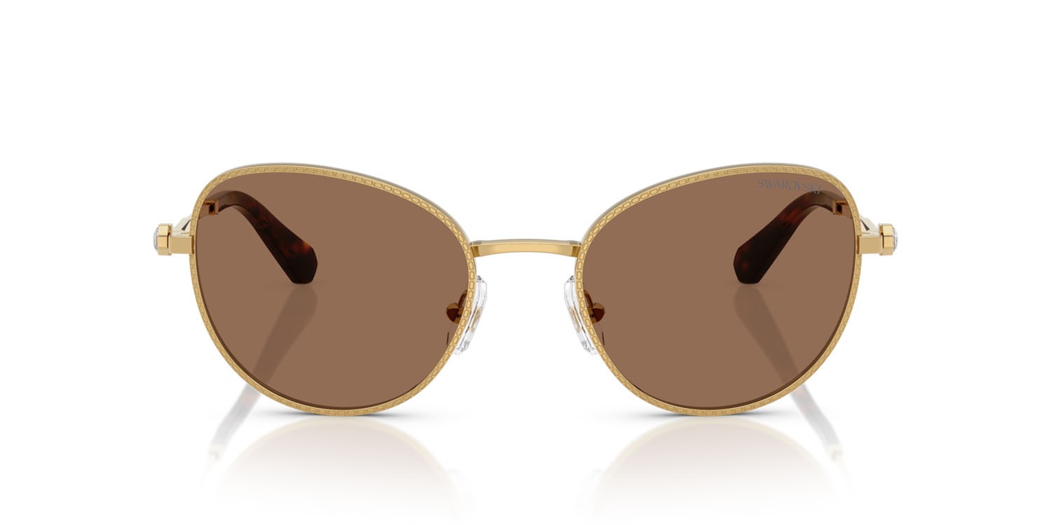 Sunglasses Swarovski SK 7032 (400473) color oro shape round lenses marrone scuro